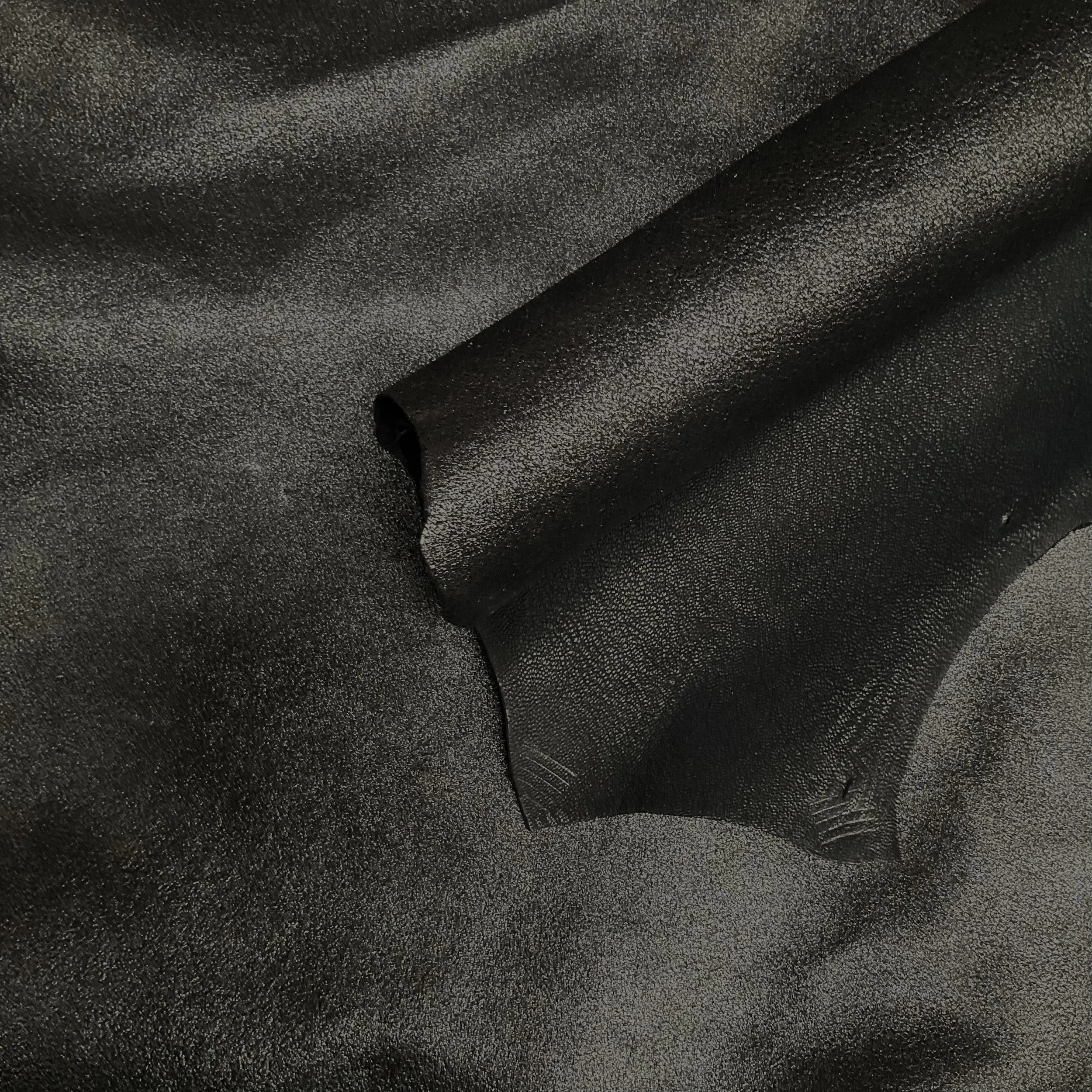 Black Metallic Sheen Nappa Italian Leather Hide