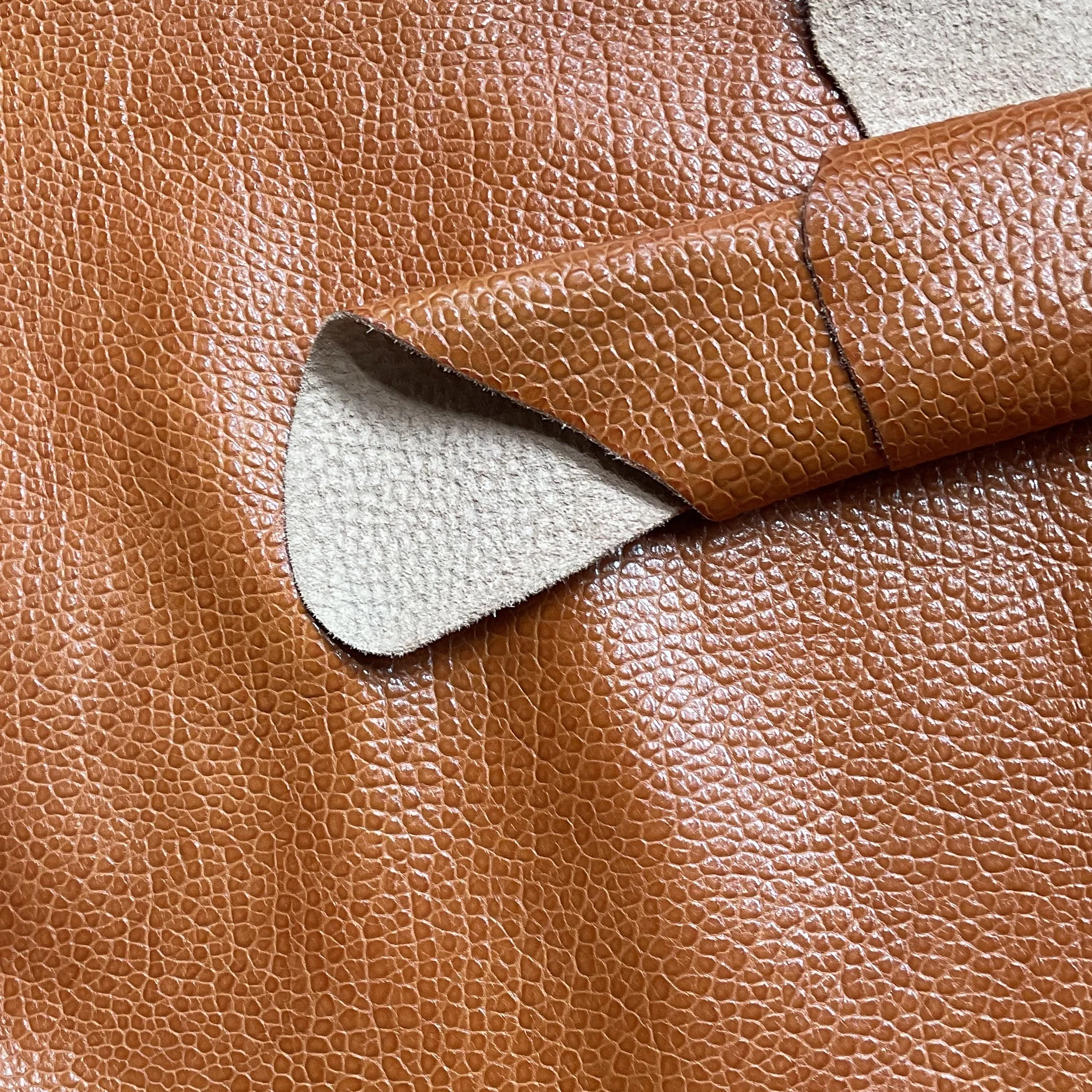 Burnt Orange Bubble Grain Italian Leather Hide