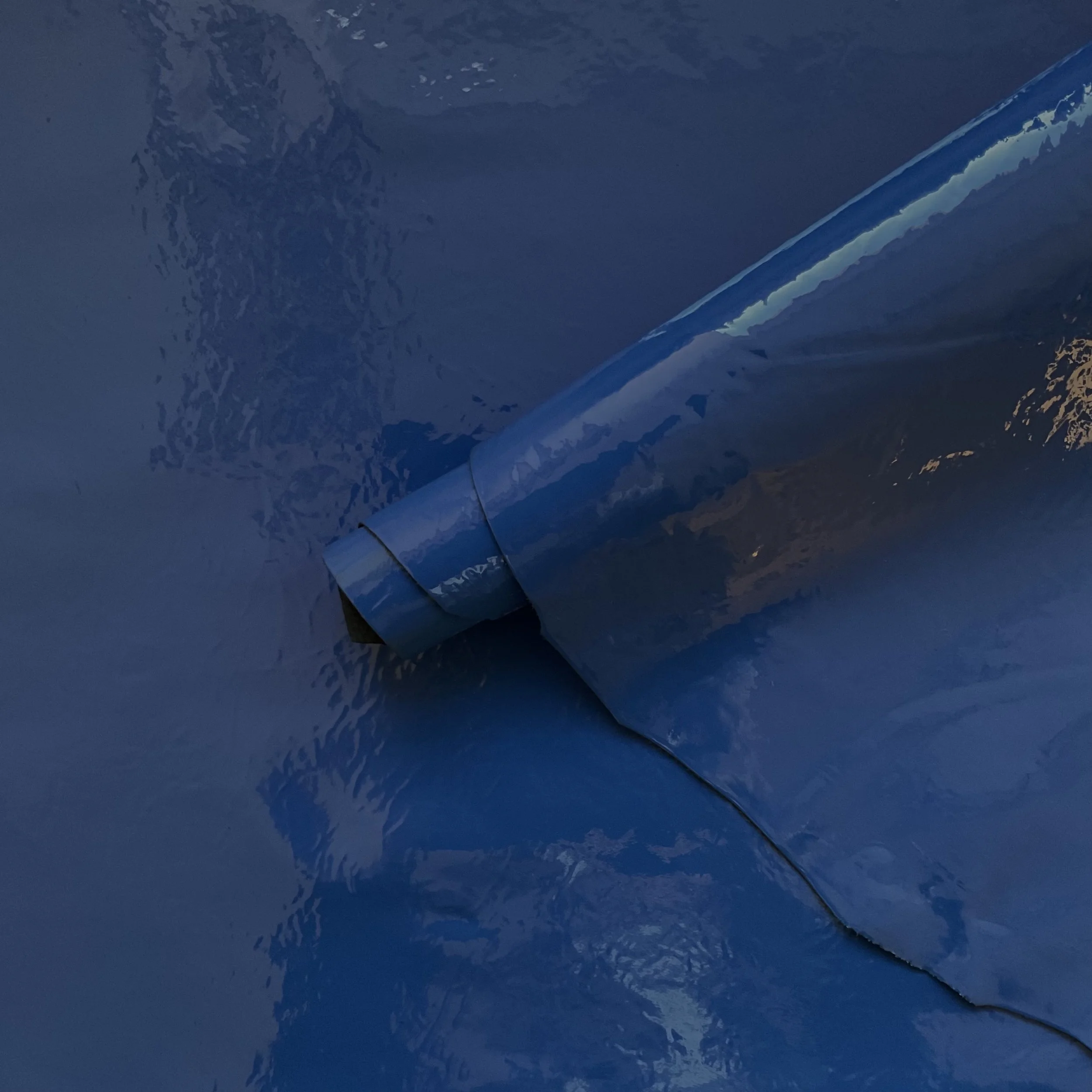 Sea Blue Crackle Patent Italian Leather Hide