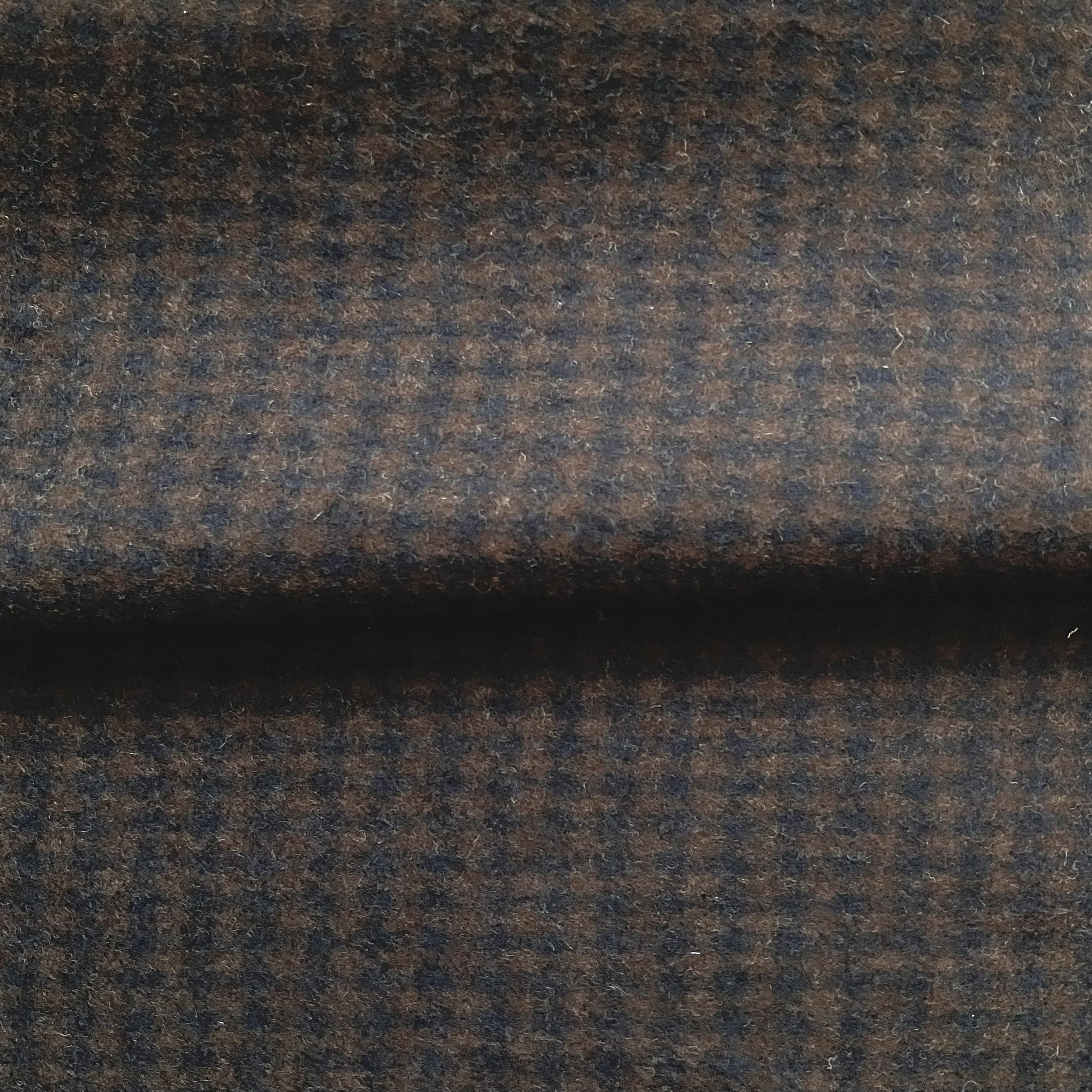 End of Roll Brown Dogtooth Wool Bonded Yellow Wool Back