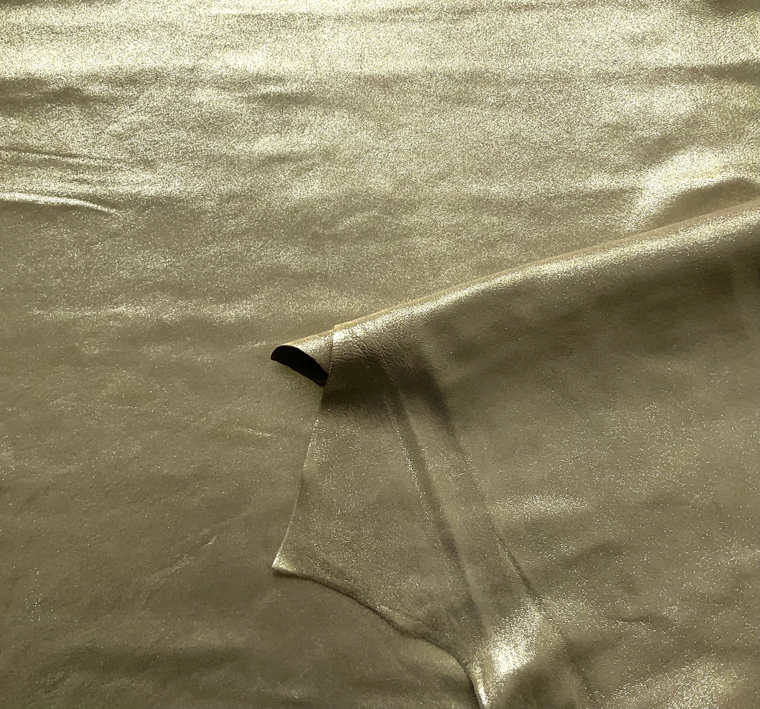 Light Gold Glittery Nappa Italian Leather Hide