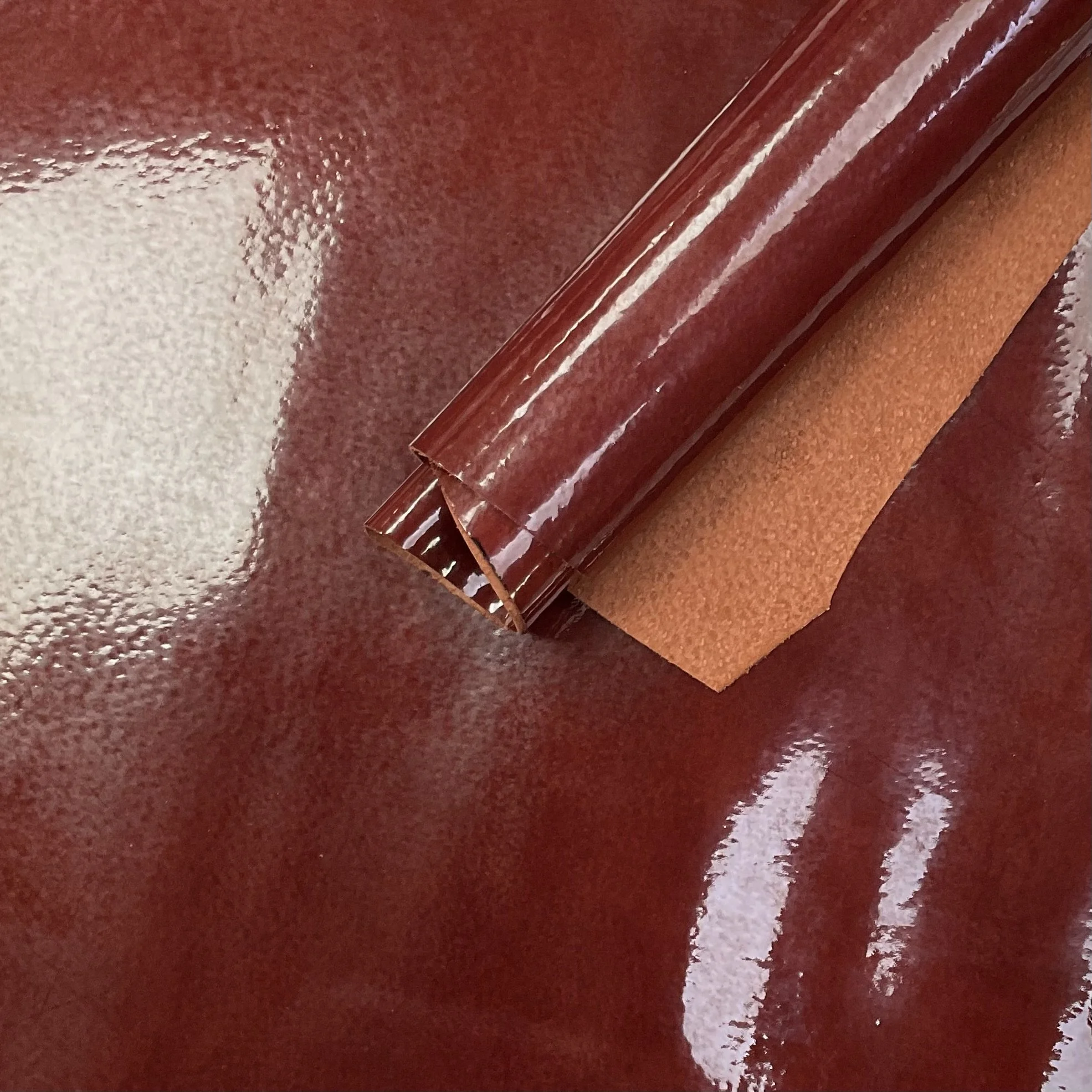 Cherry Red Pig Skin Double bend Italian Leather Hide