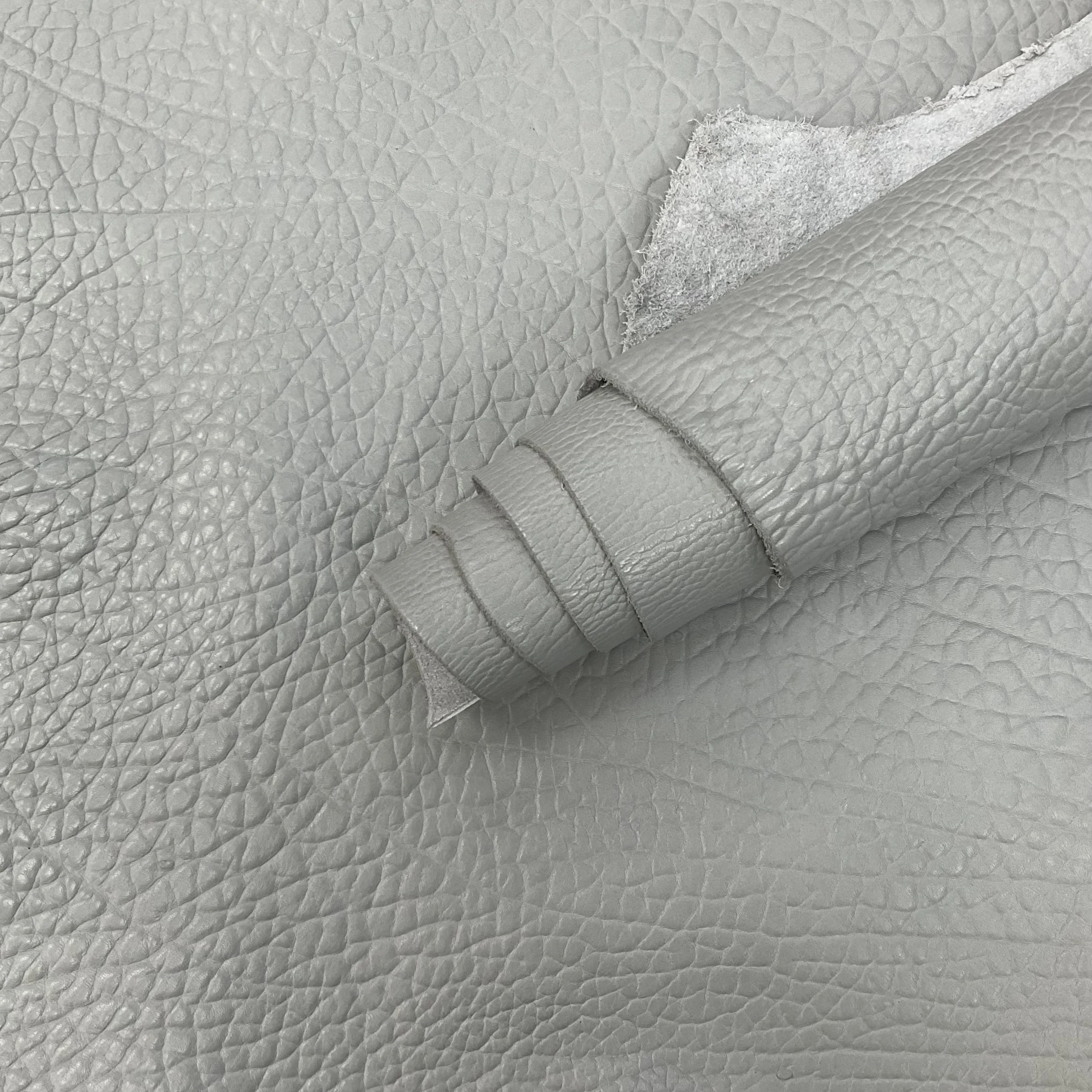 Light Grey Soft Bubble Grain Italian Leather Hide