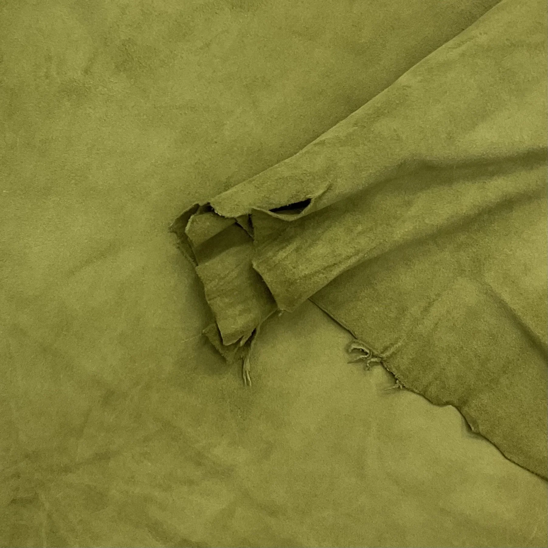 Bright Moss Green Suede Nappa Italian Leather Hide