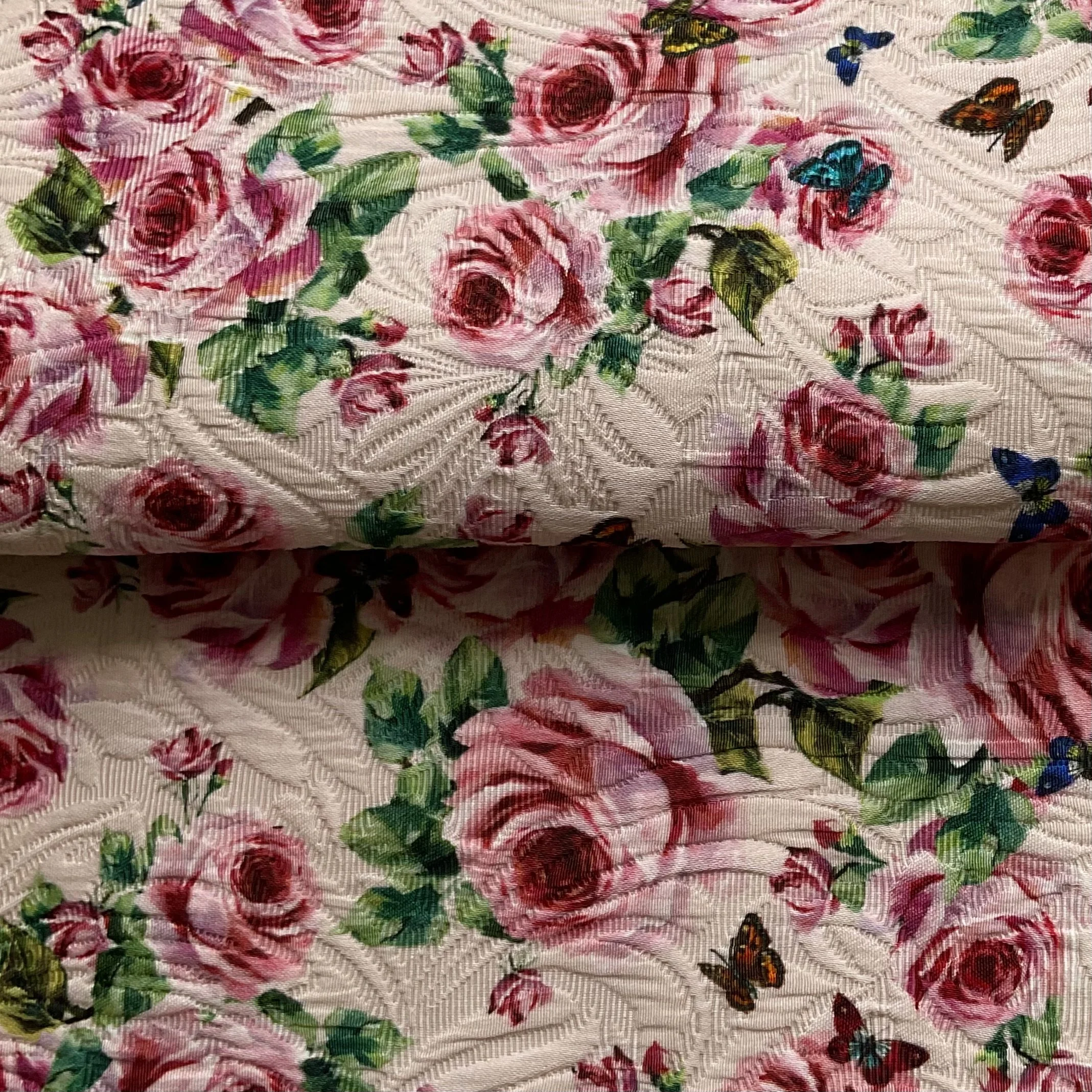 End of Roll Rose Patterned Double Bonded Upholstery 6.5m