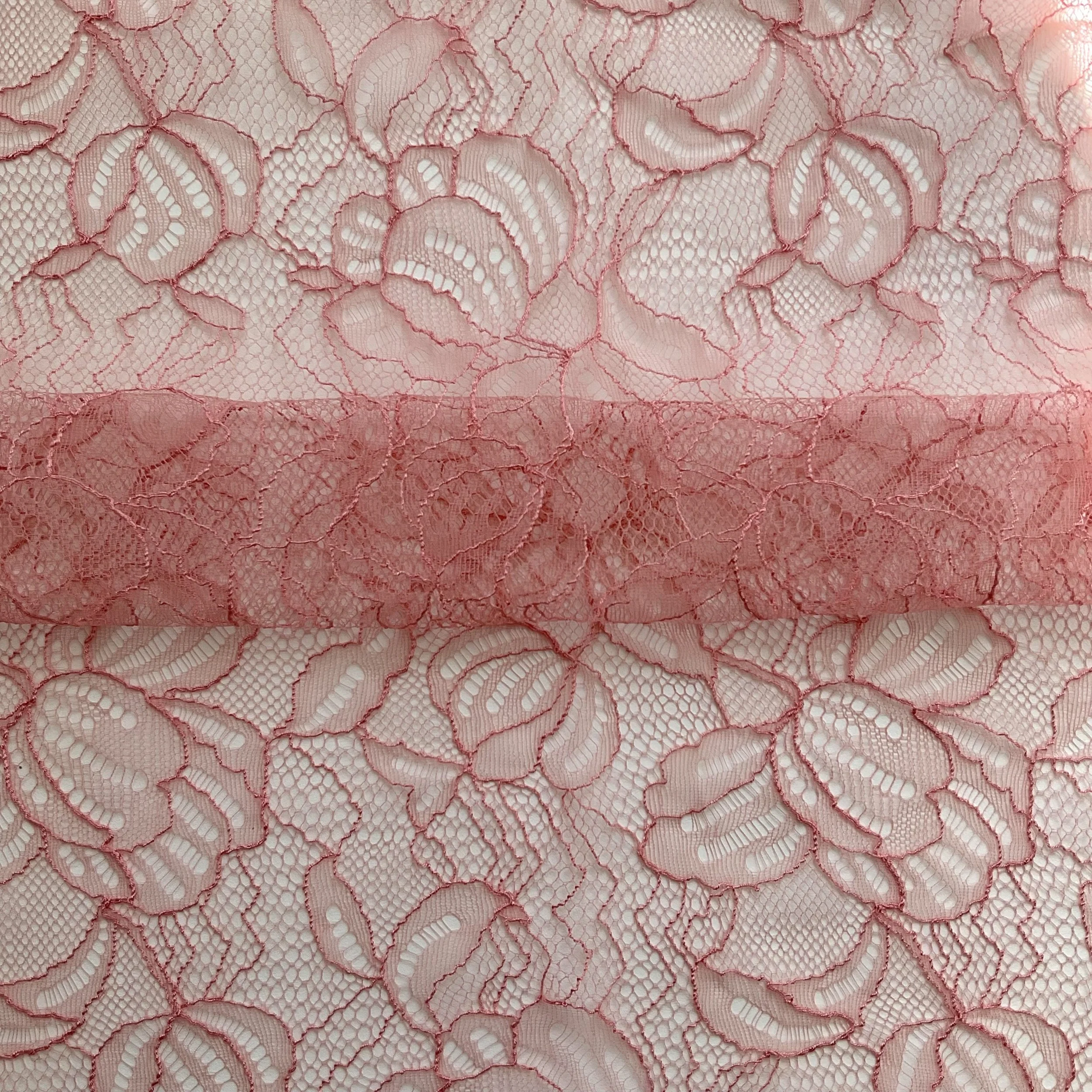Salmon Pink Floral French Lace