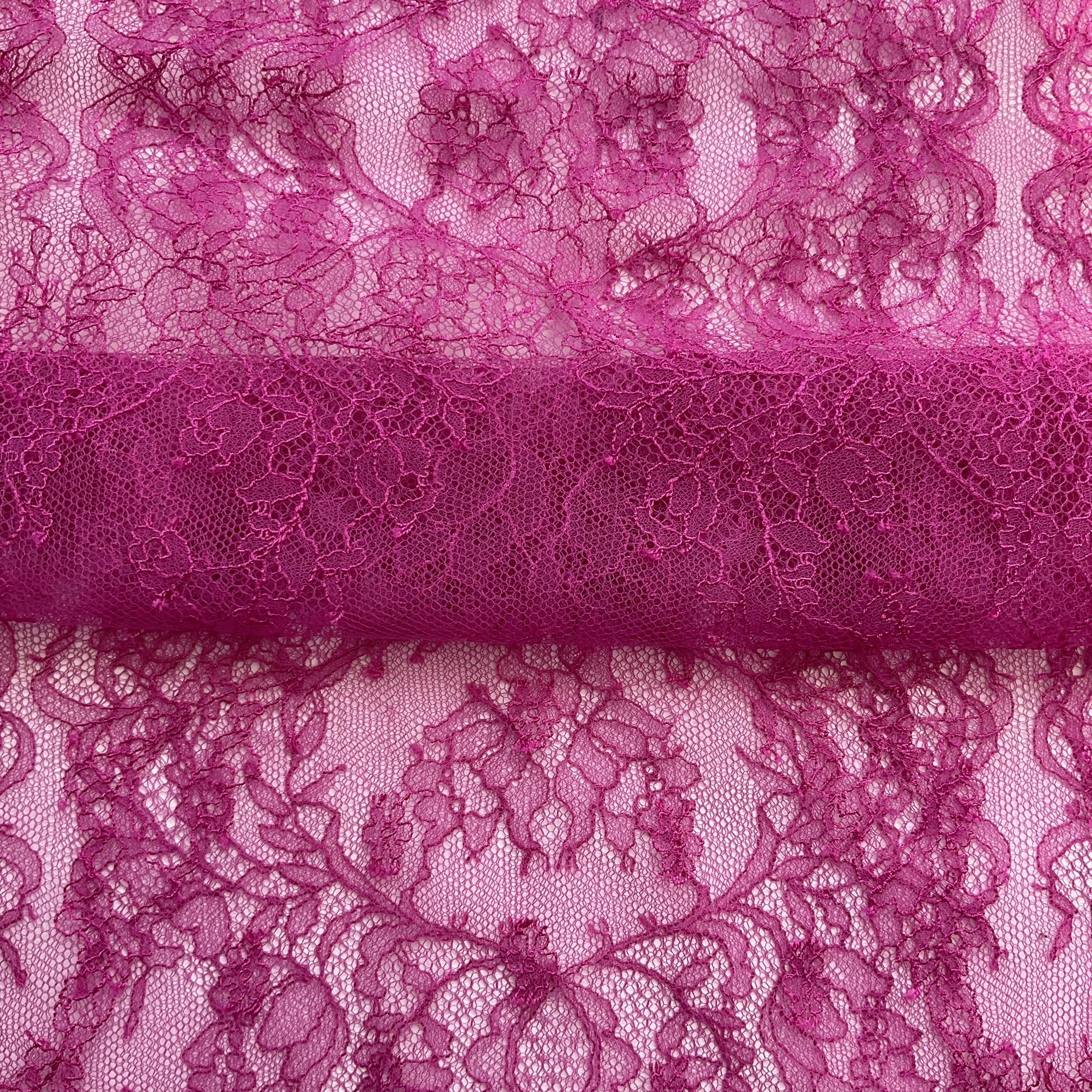 Cerise Pink Floral French Lace