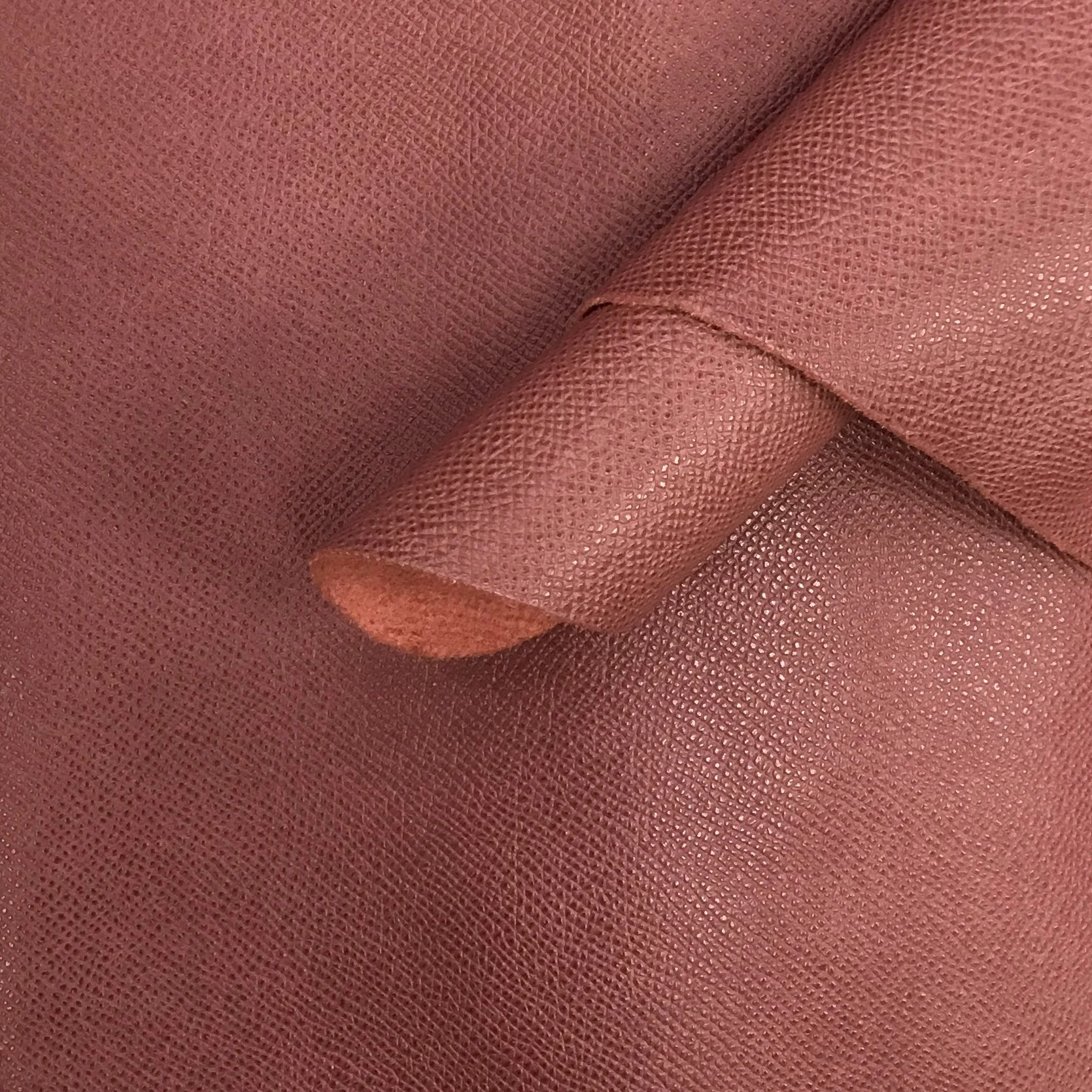 Dusty Red Epsom Embossed Italian Leather Hide