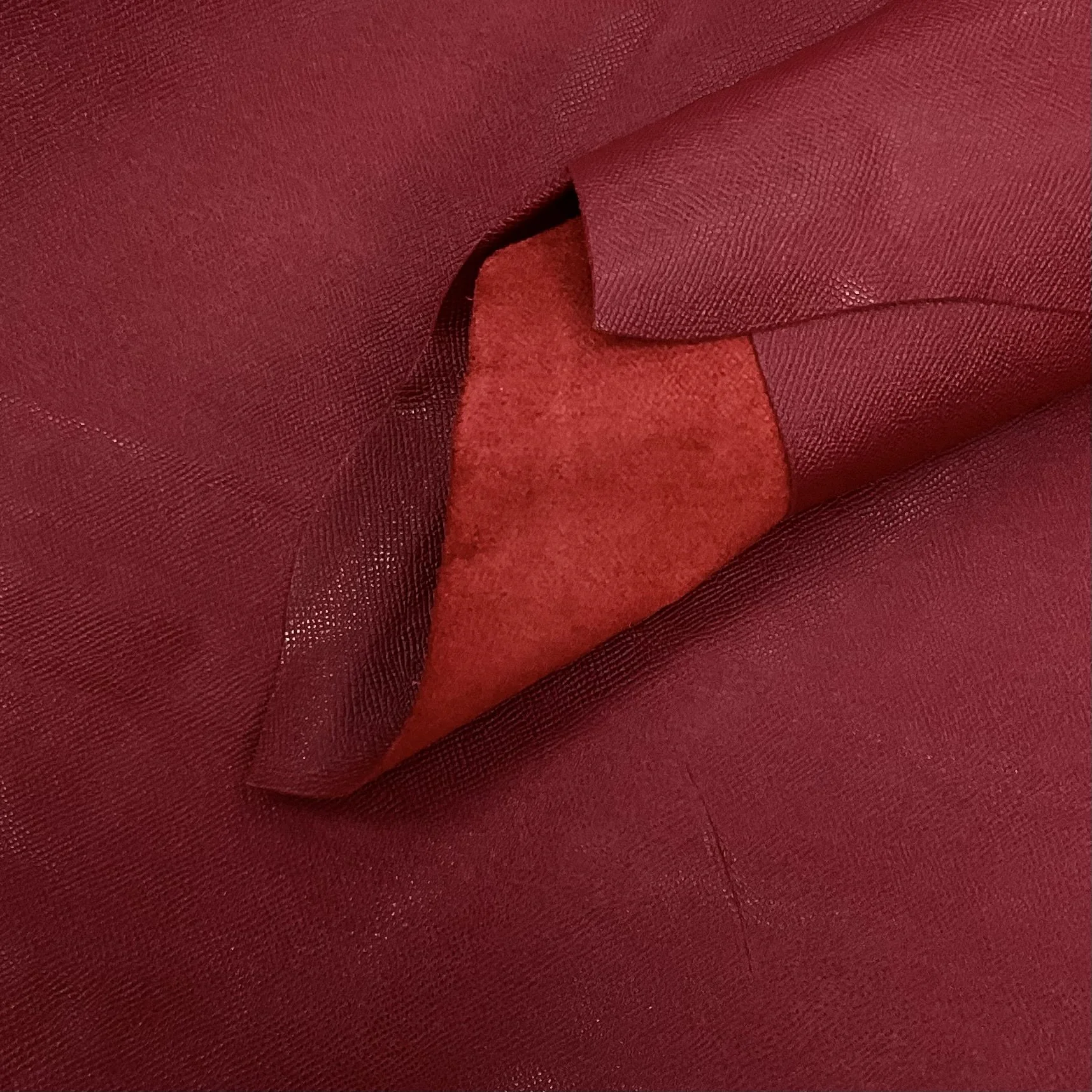 Red Epsom Embossed Italian Leather Hide