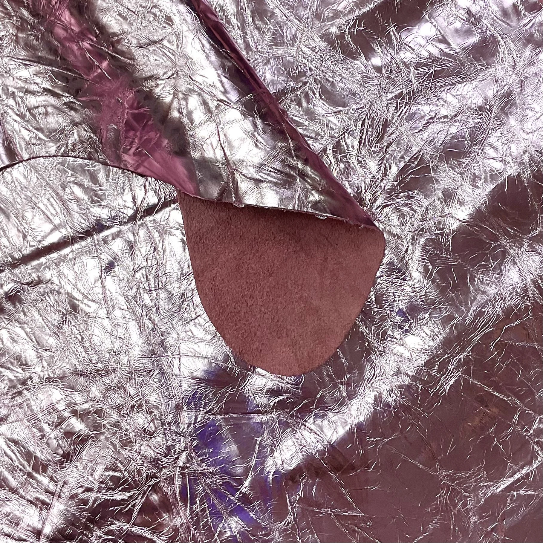 Pale Pink Crackled Foiled Italian Leather Hide