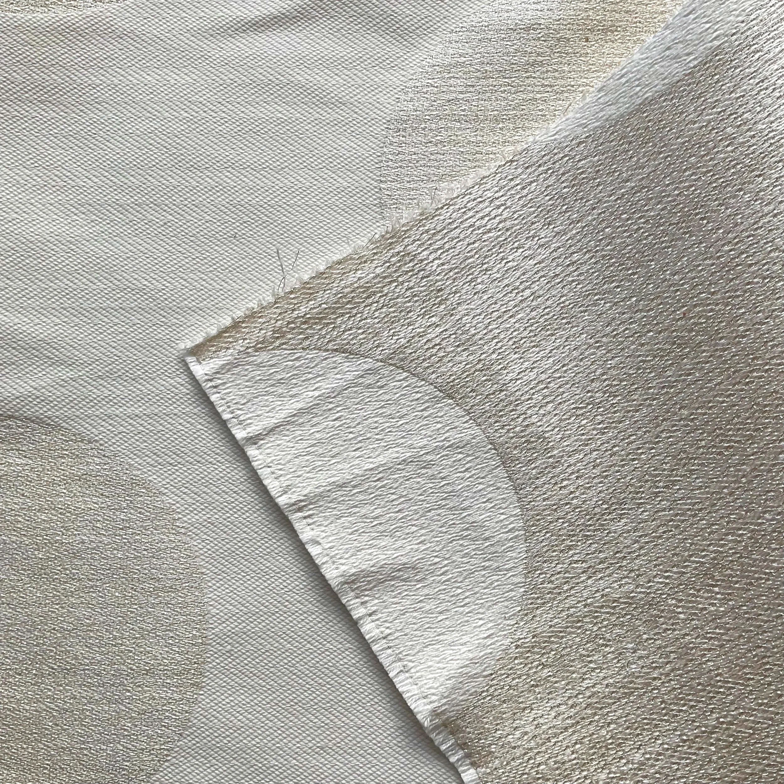Cream/ Gold Circle Pattern Cotton Metallic Jacquard