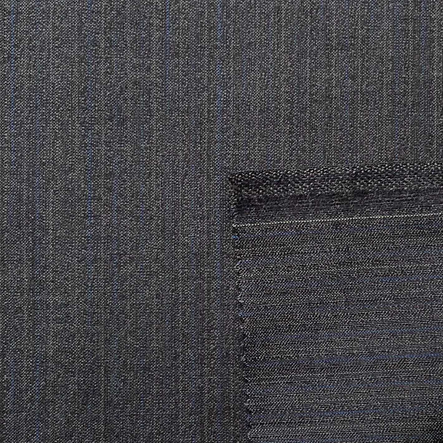 Grey/ Blue Pin Stripe Virgin Wool Suiting