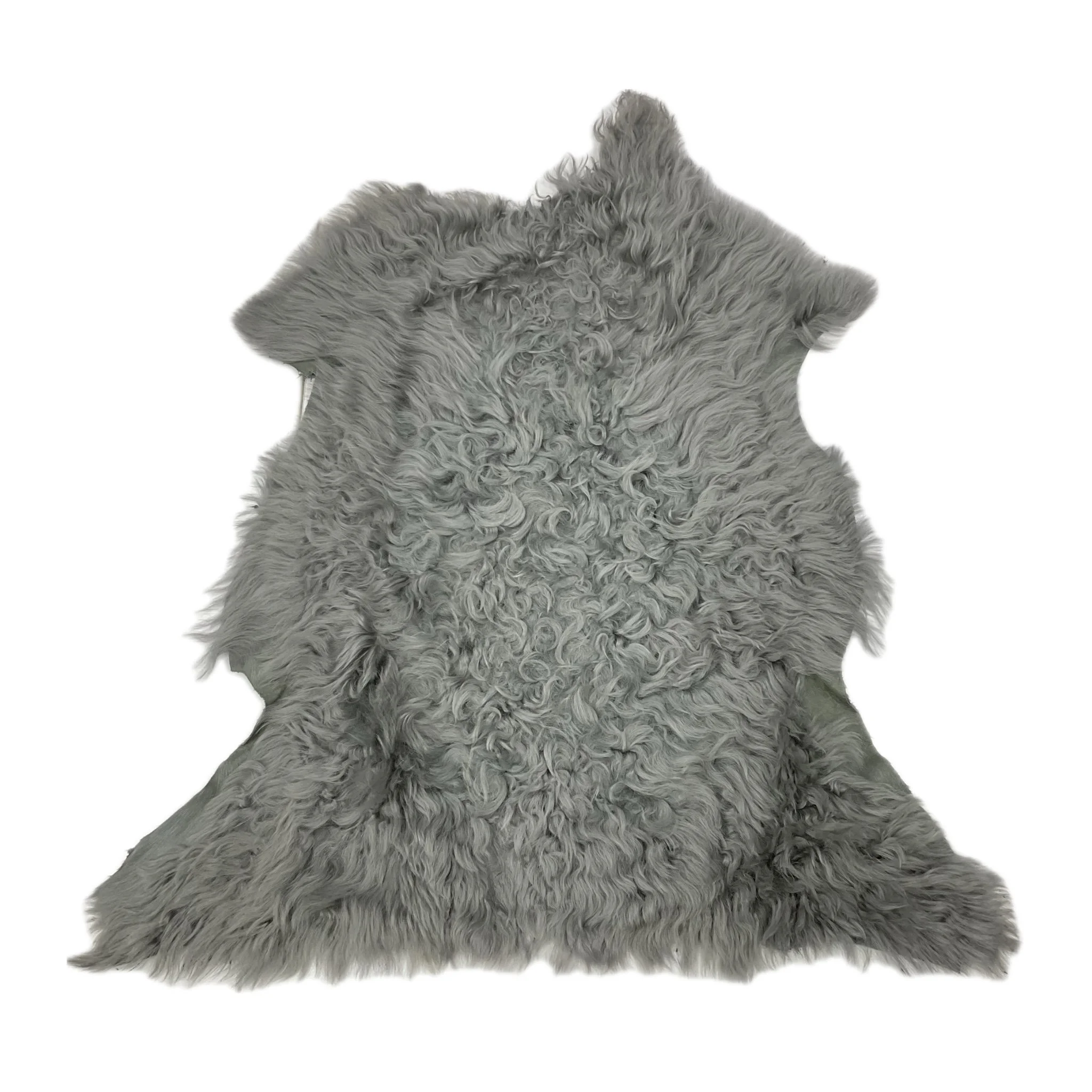 Grey Long Haired Curly Shearling