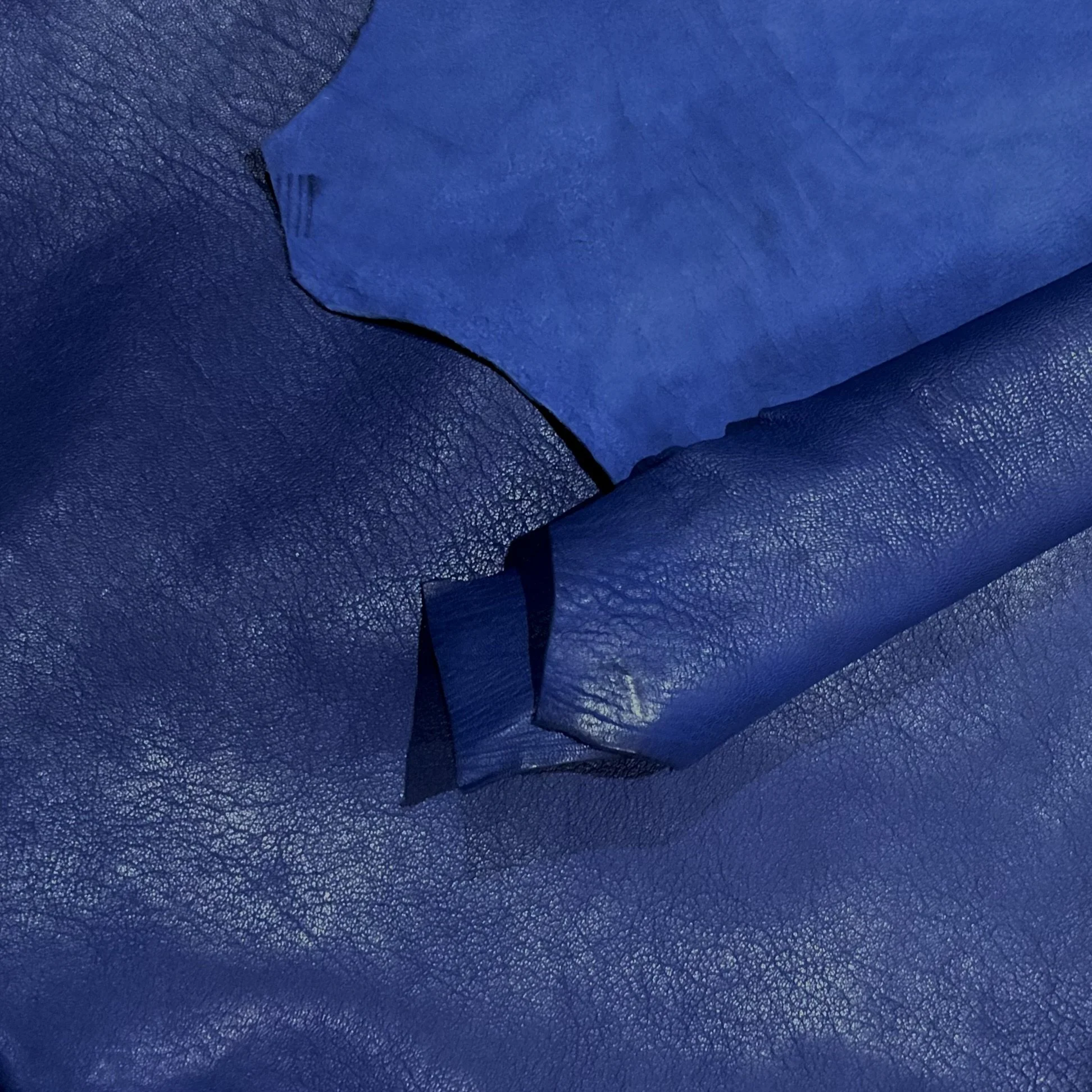 Dark Cobalt Blue Nappa Italian Leather Hide