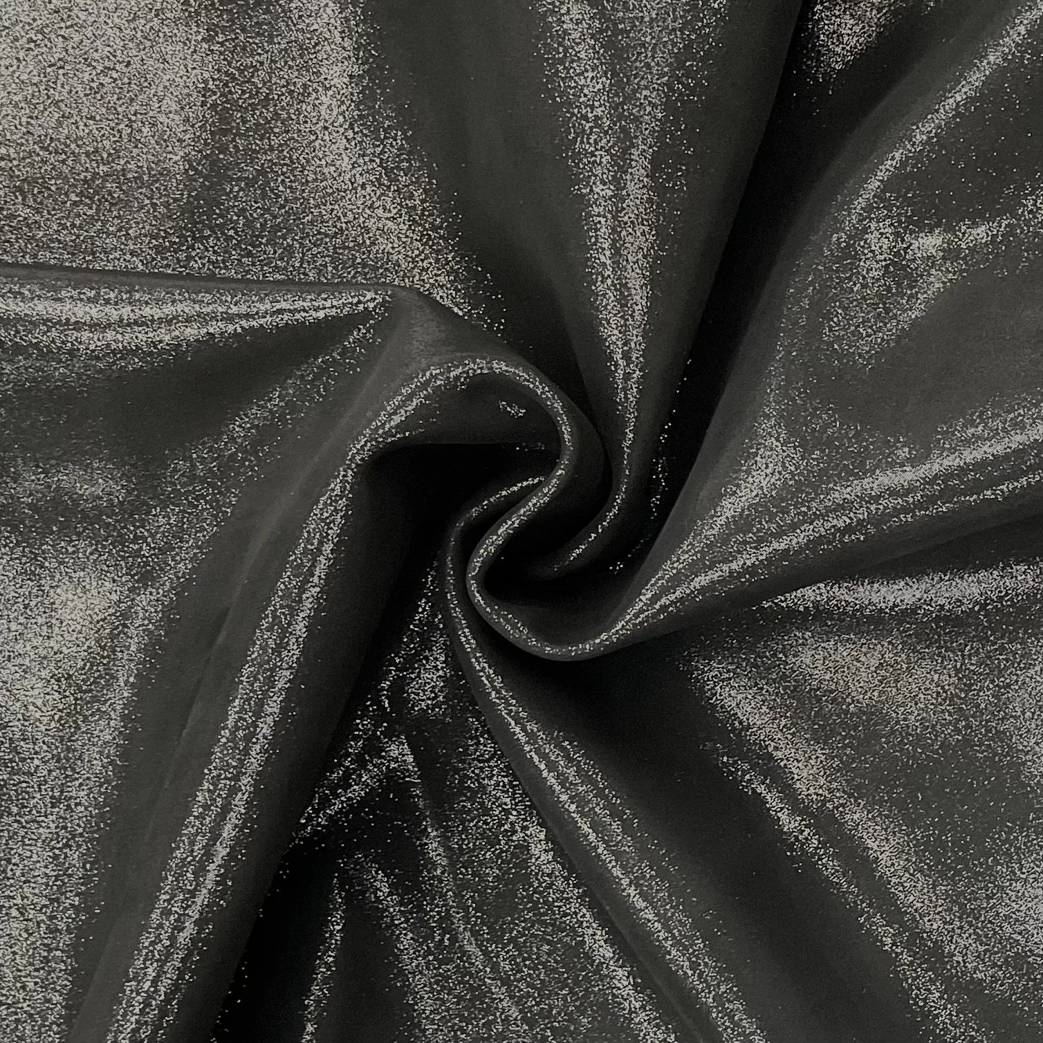 Black Glittery Nappa Italian Leather Hide