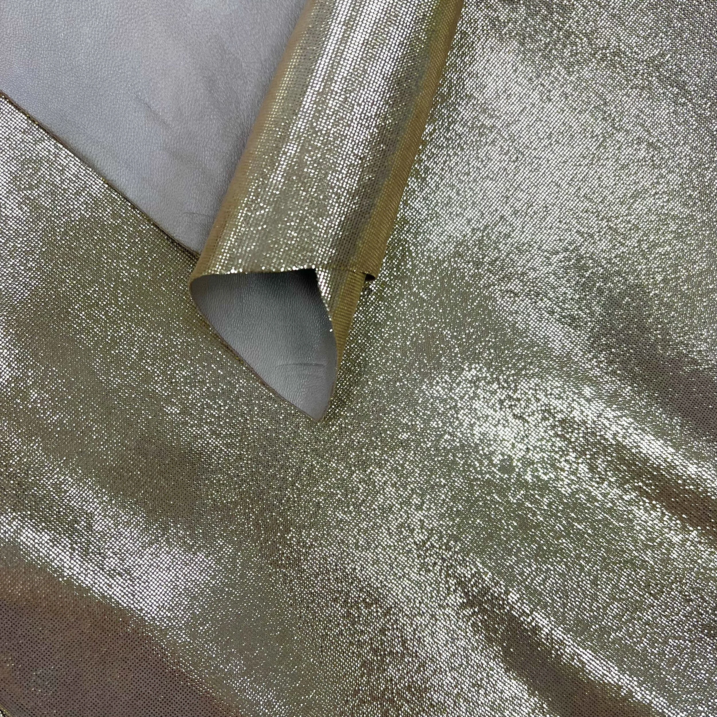 Gold Sparkle Embossed Nappa Italian Leather hide