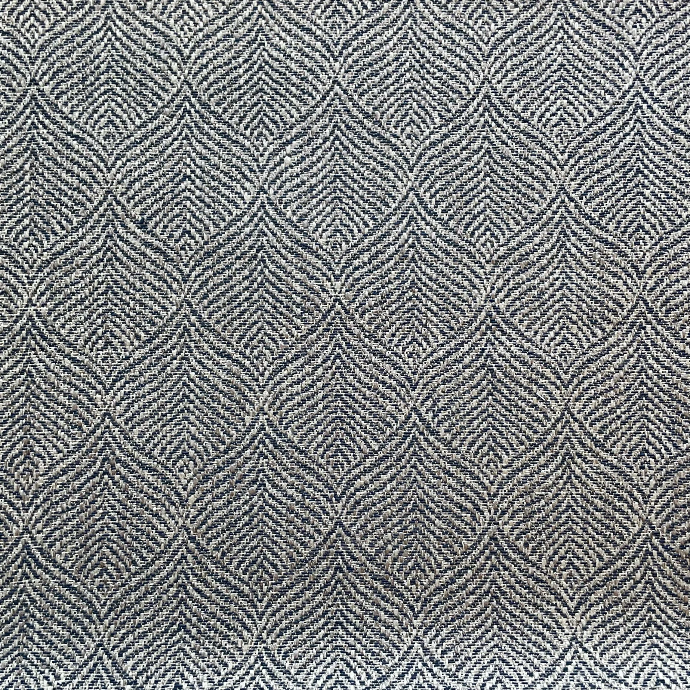 Blue/ Grey Chevron Patterned Heavy Linen w/ Coated Back Interior