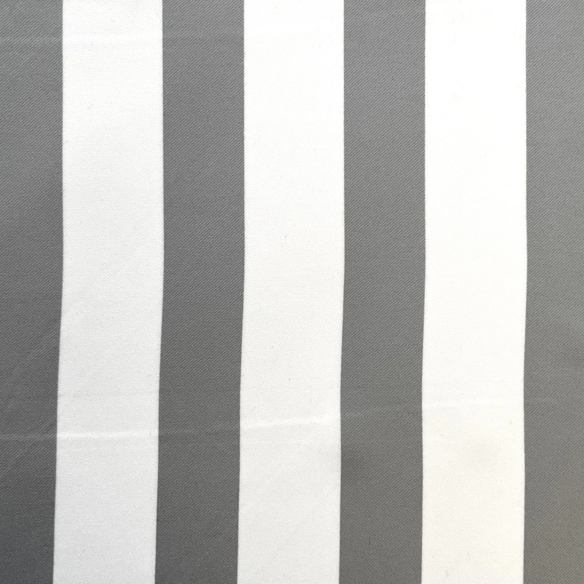 Grey/ White Wide Stripe Printed Twill Satin