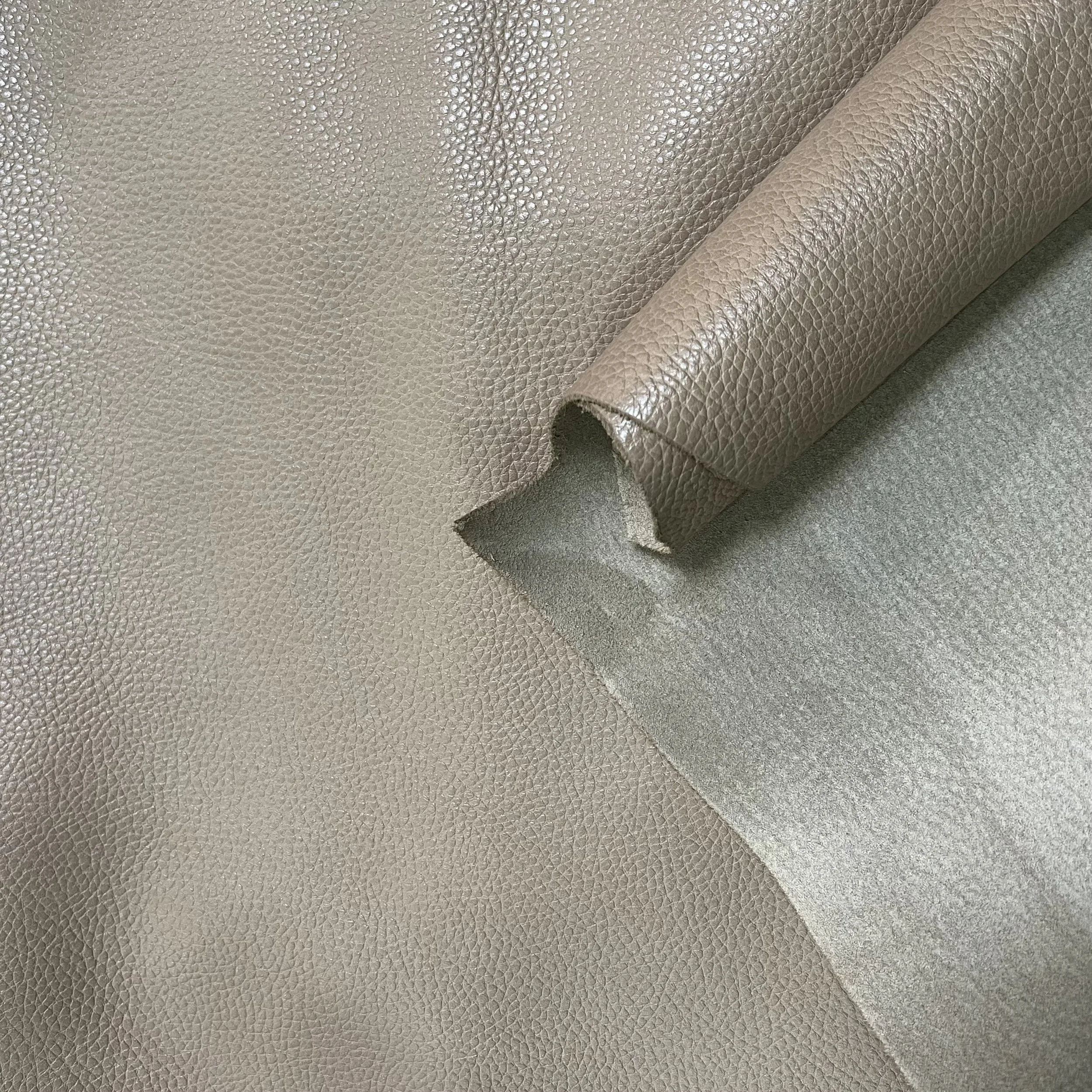 Taupe Pebble Grain Caribou Italian Leather Hide