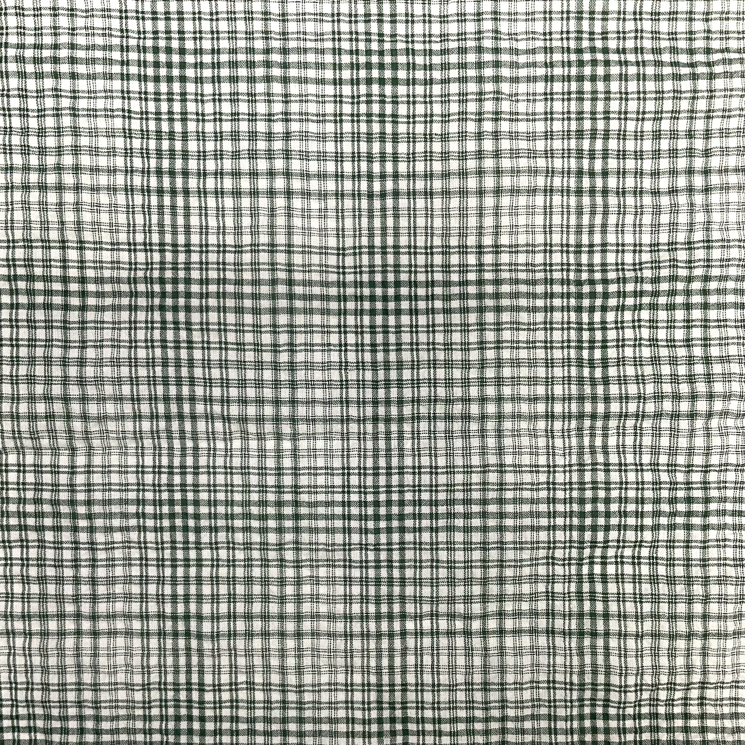 Green/White Check Seersucker Cotton