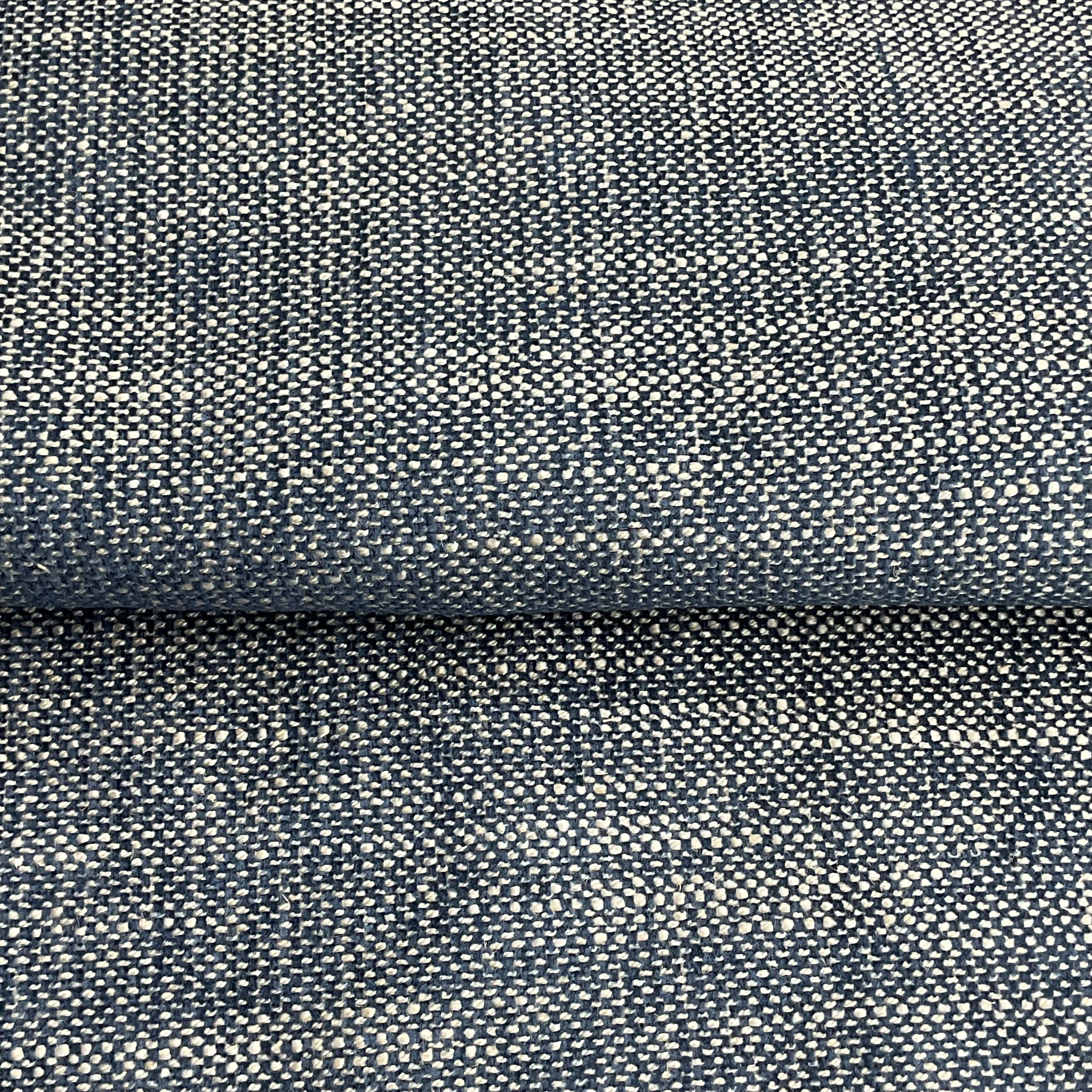 Blue/Cream Chenille Ridge Woven Furnishing Fabric