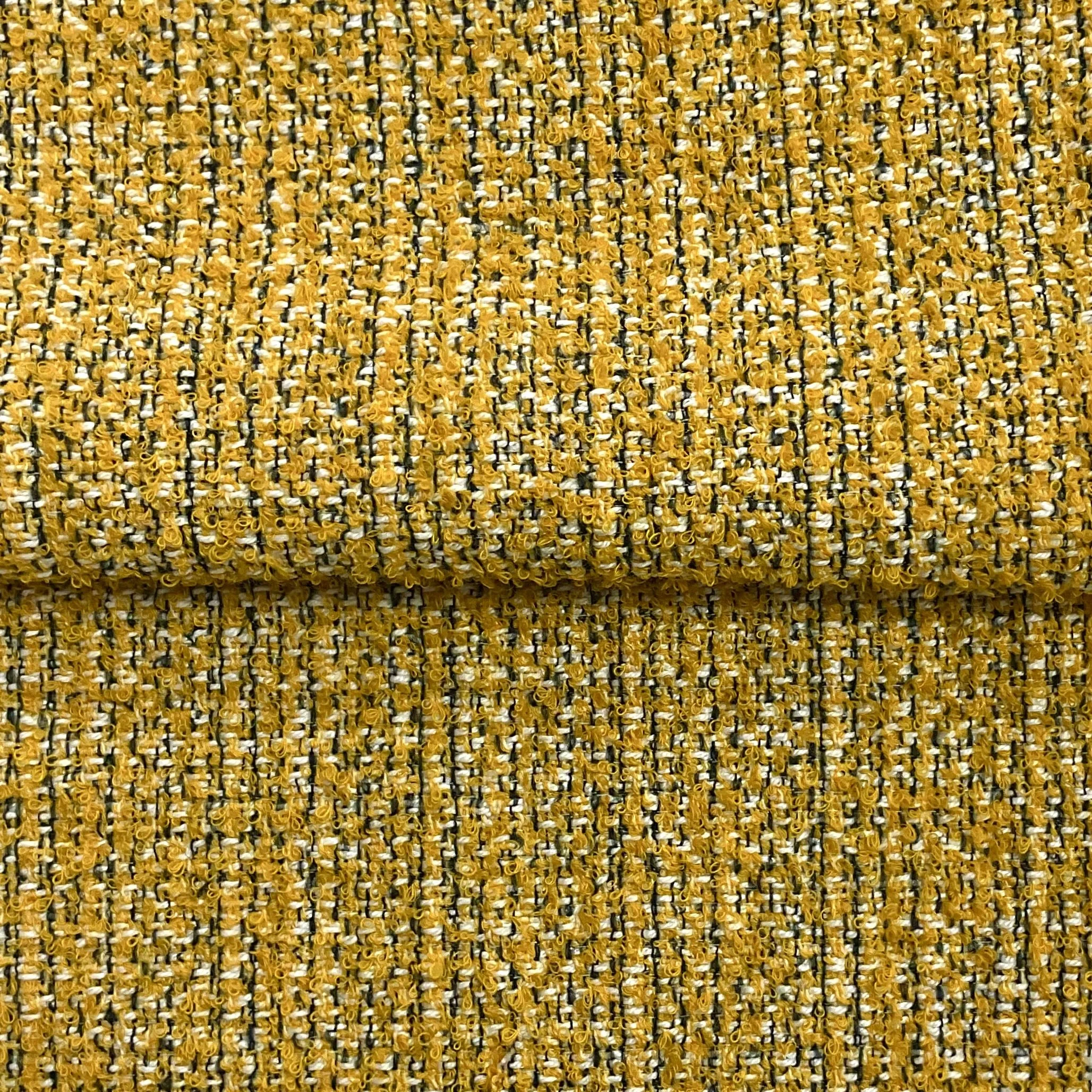 Mustard/Black/White Boucle Tweed Wool