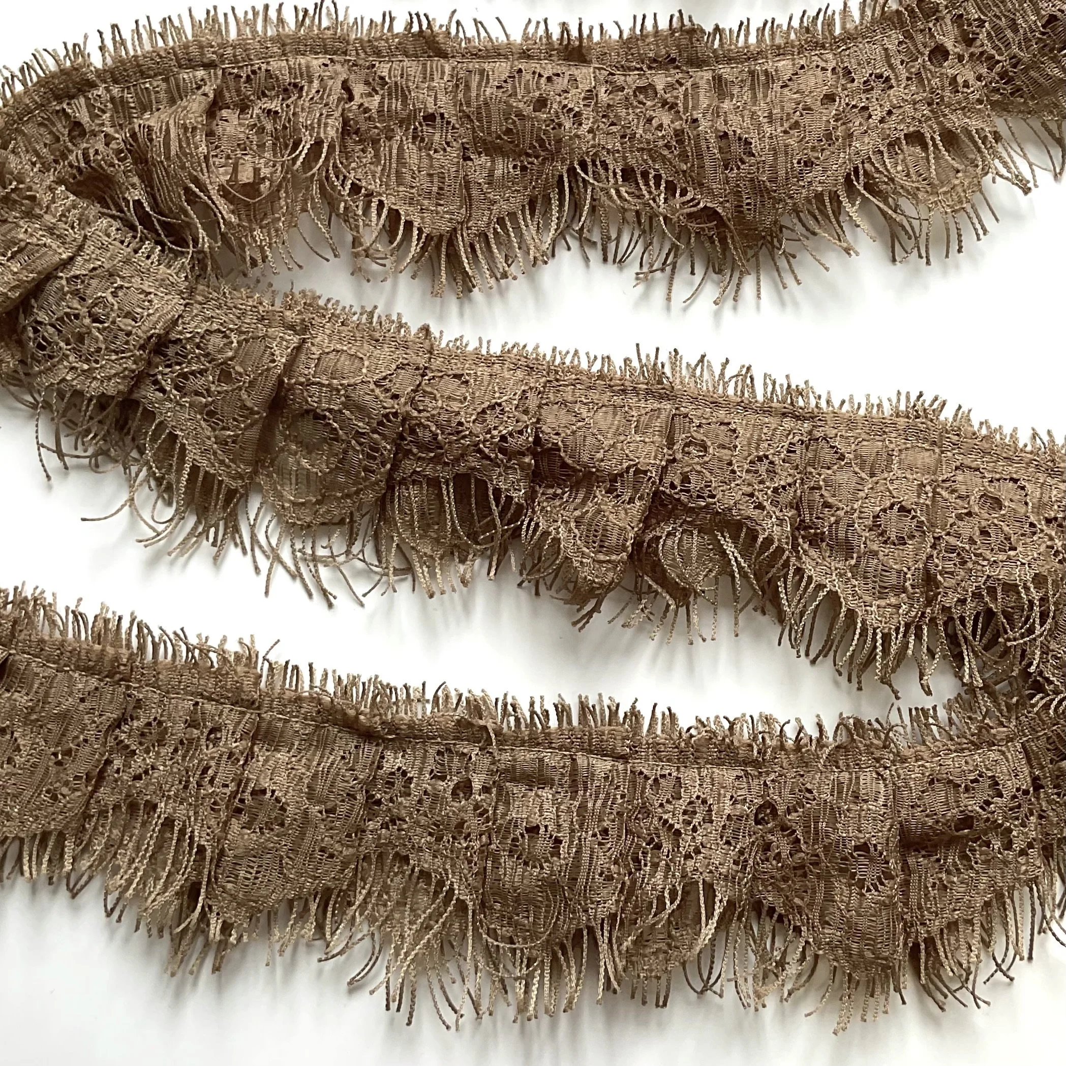 Beige Small Pleated Frill Lace Trim