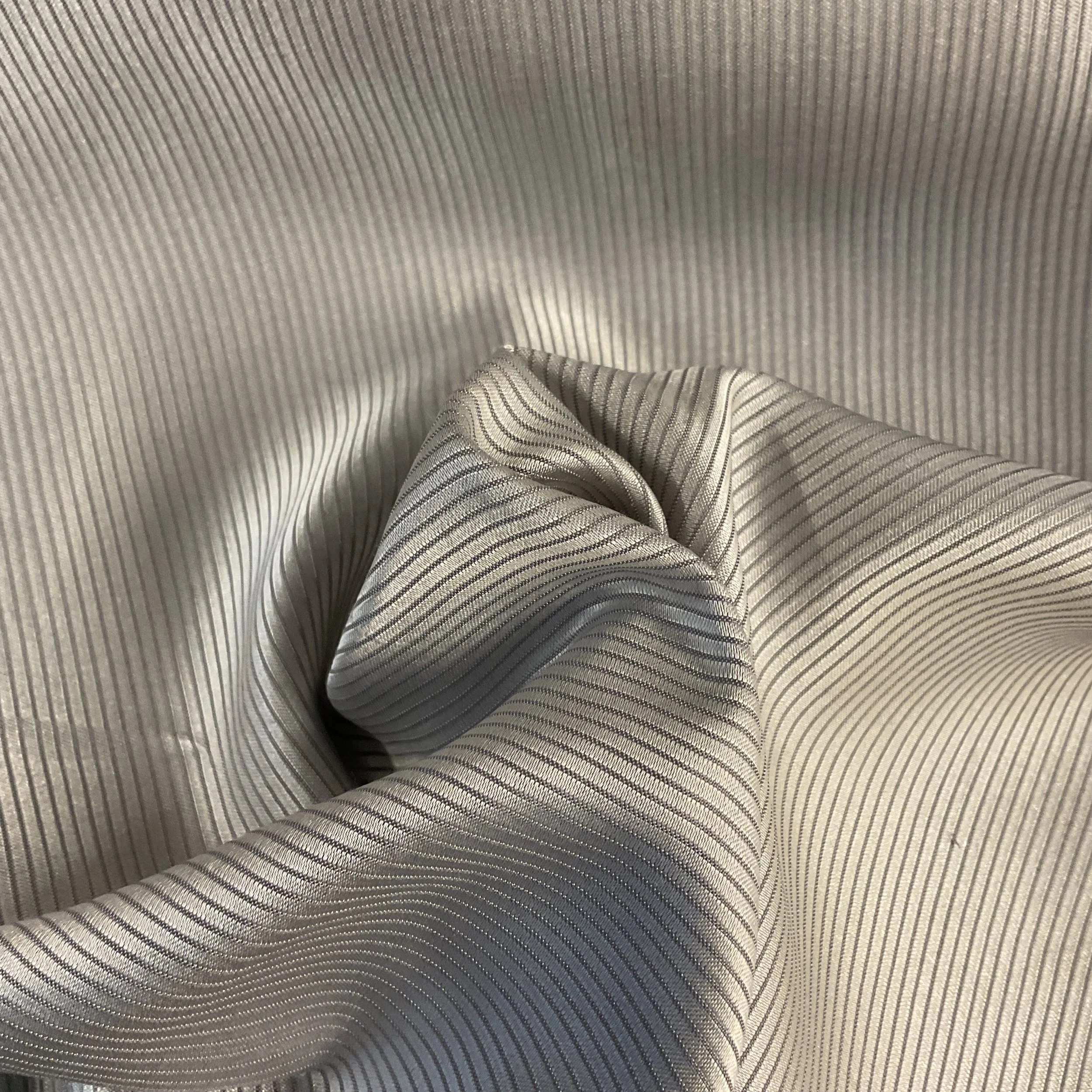Space Grey Striped Lightweight Silk Satin
