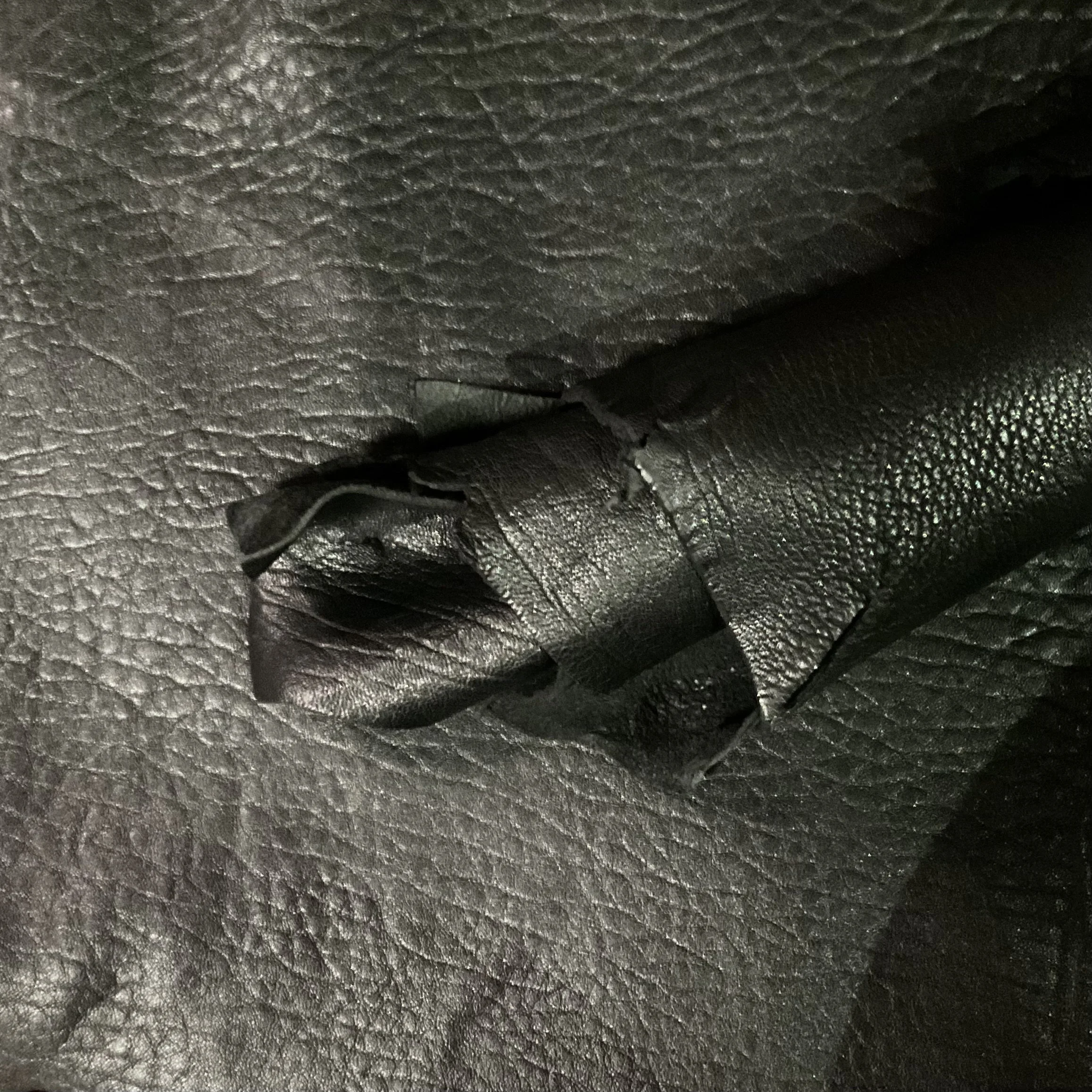 Black Textured Nappa Italian Leather Hide