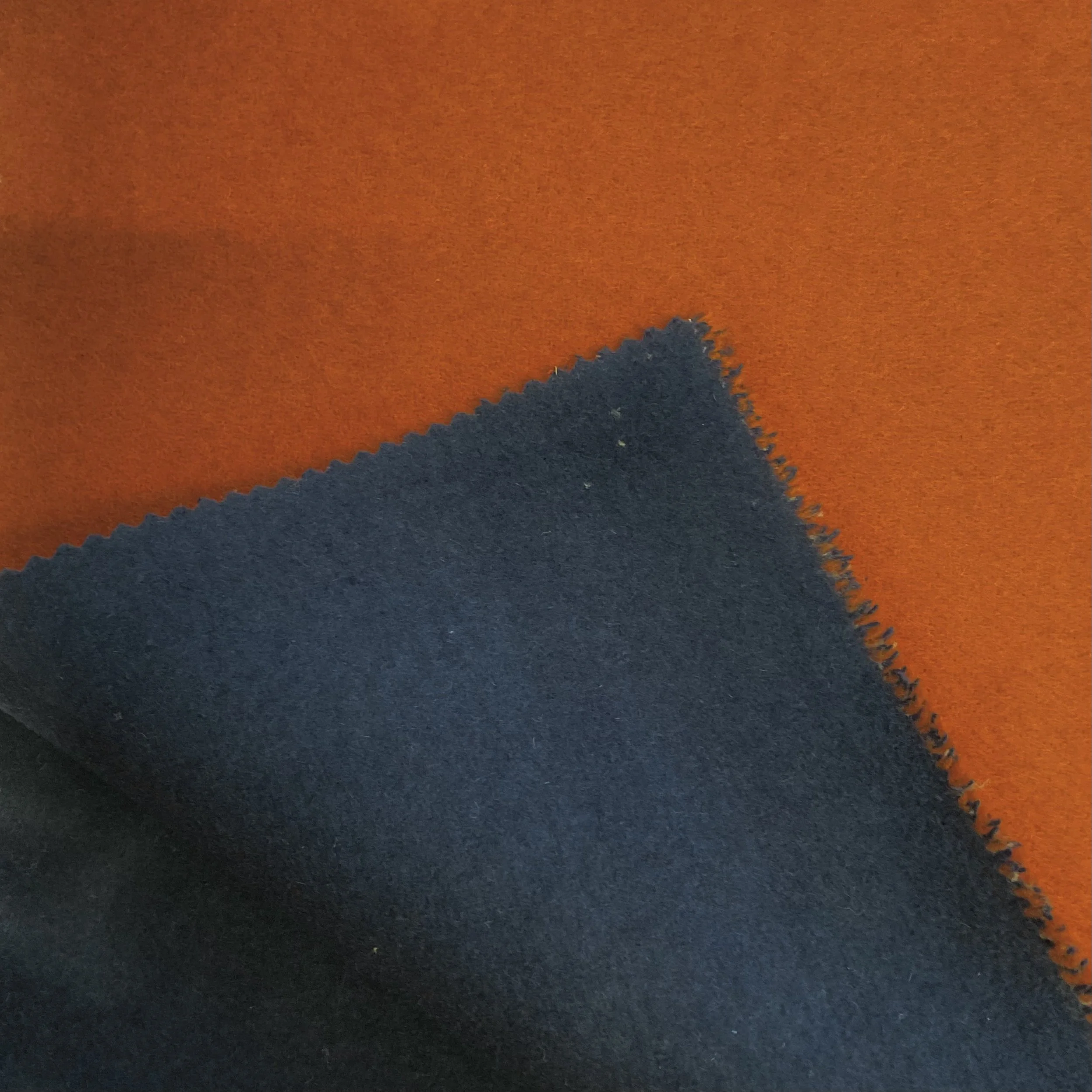 Orange/Navy Double Faced Splittable Boiled Wool