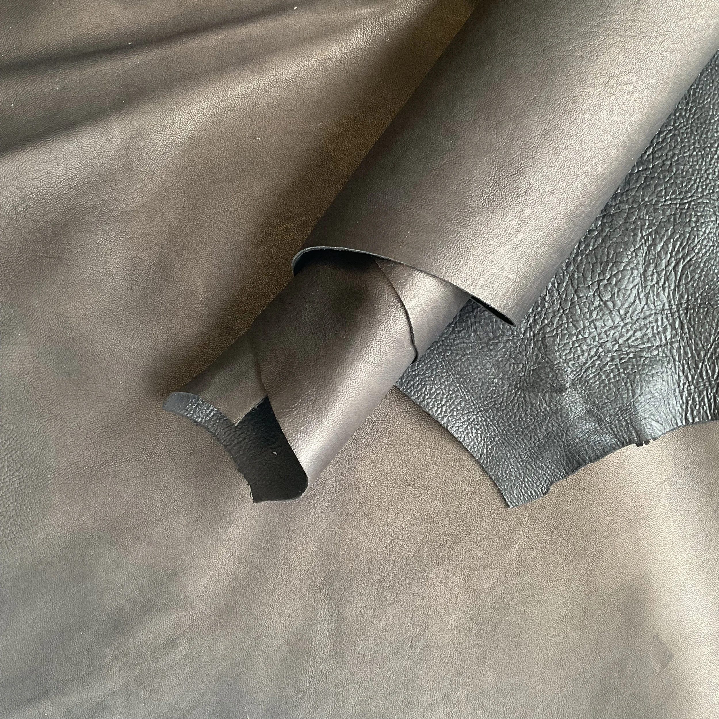 Bronzed Black Nappa Double Sided Technical Italian Leather Hide