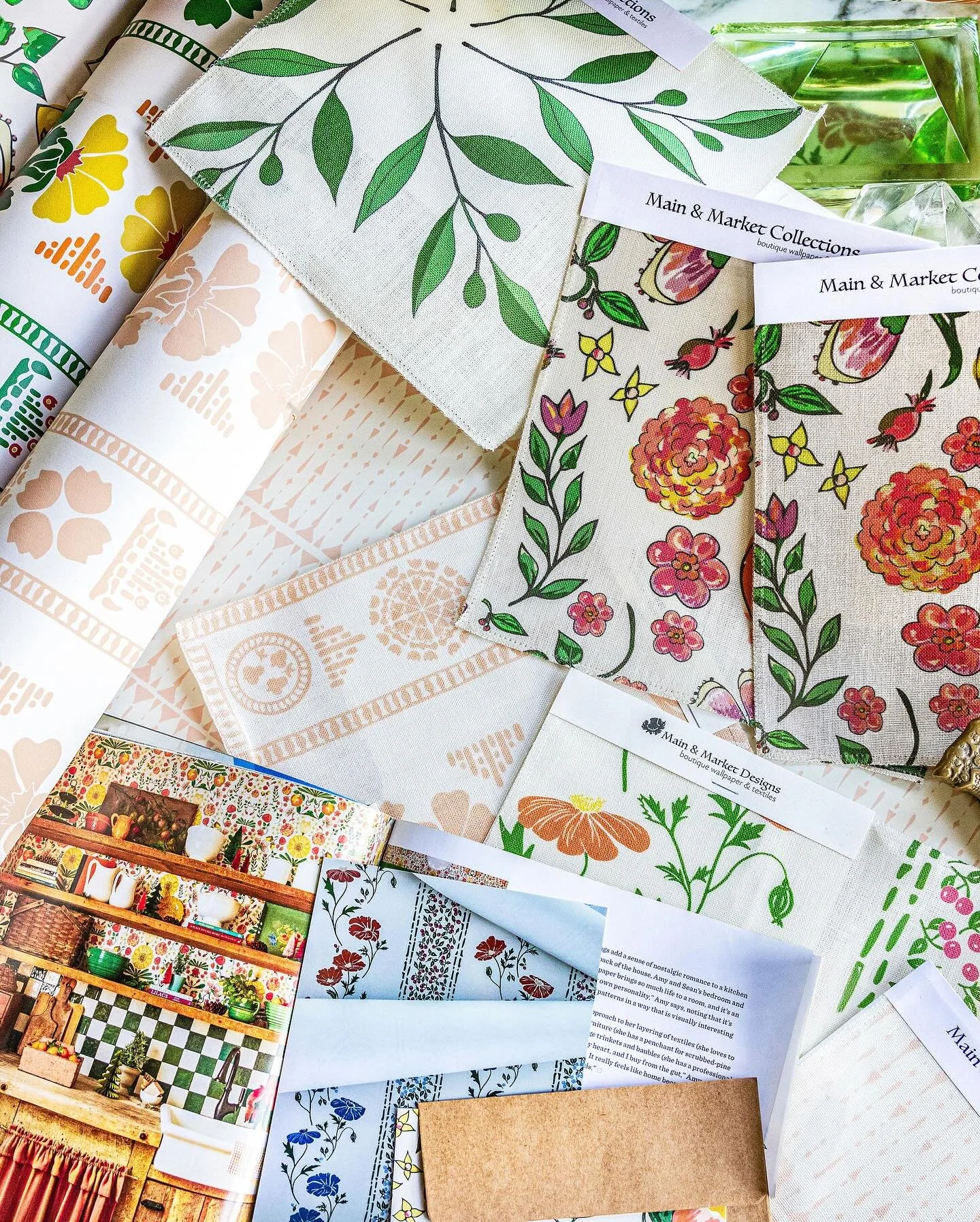 Main &amp; Market in summertime hues &bull; Patterns that bring life to a room without trying too hard&mdash;that&rsquo;s the beauty of lived-in design. 

Bright, cheerful florals that slip right into the homeiest home - memos available through our m