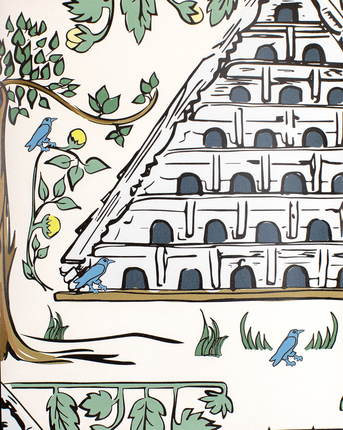 diagonal dovecote on clay coated wallpaper
