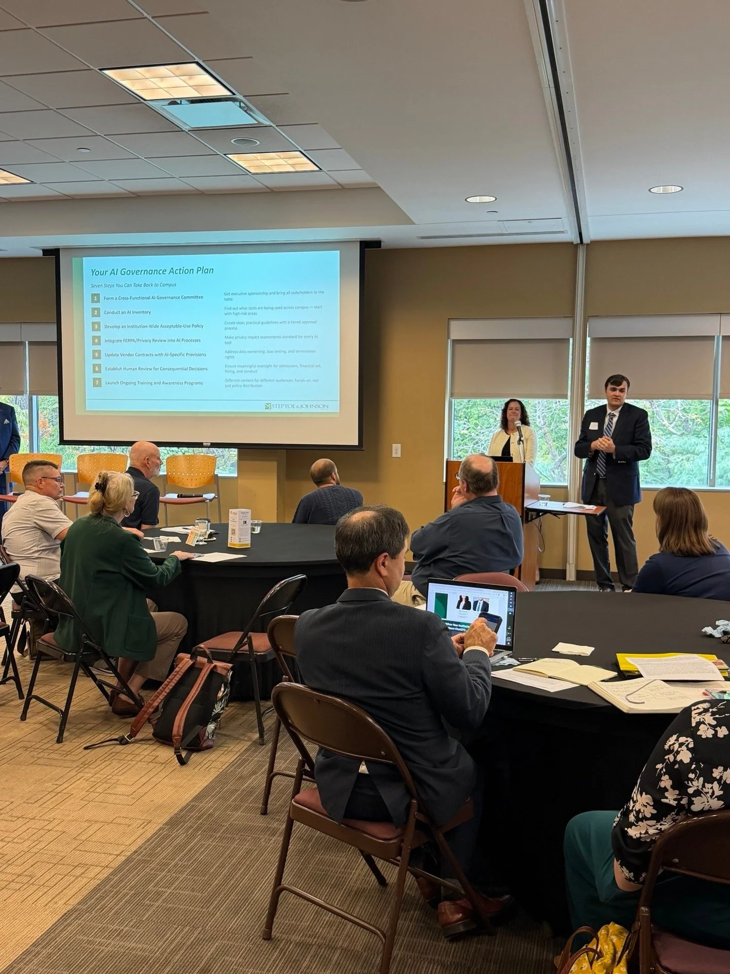 Our partner Steptoe &amp; Johnson led another great discussion to close our inaugural AI Symposium. Attendees learned how to build SI compliance programs that work across campuses without inhibiting innovation and creativity. #AISymposium #HigherEd #