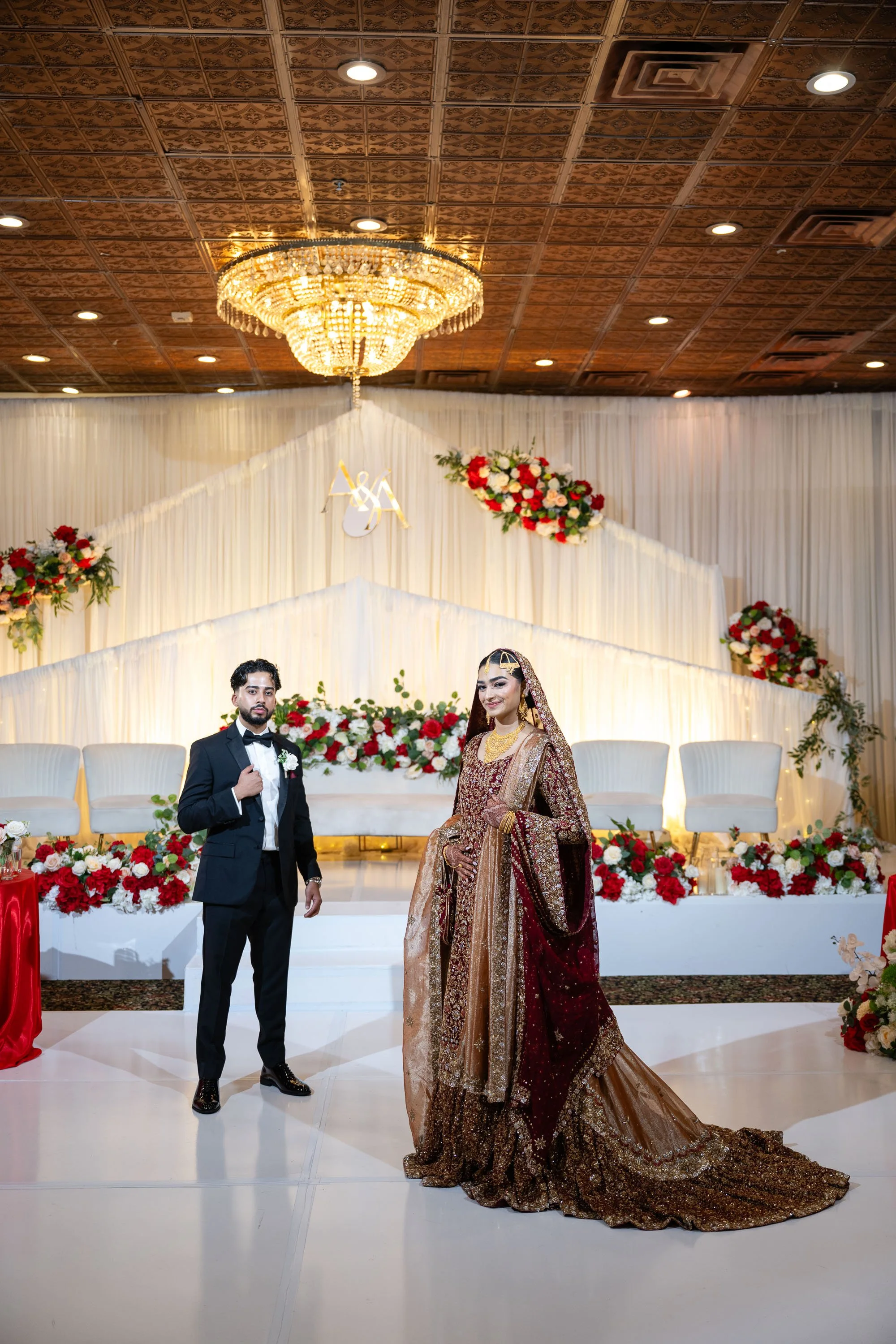 Pakistani muslim bride and groom formal portraits during 3-day wedding in Houston, TX.  Contact me to learn more about your wedding: david@davidbakerstudiosllc.com