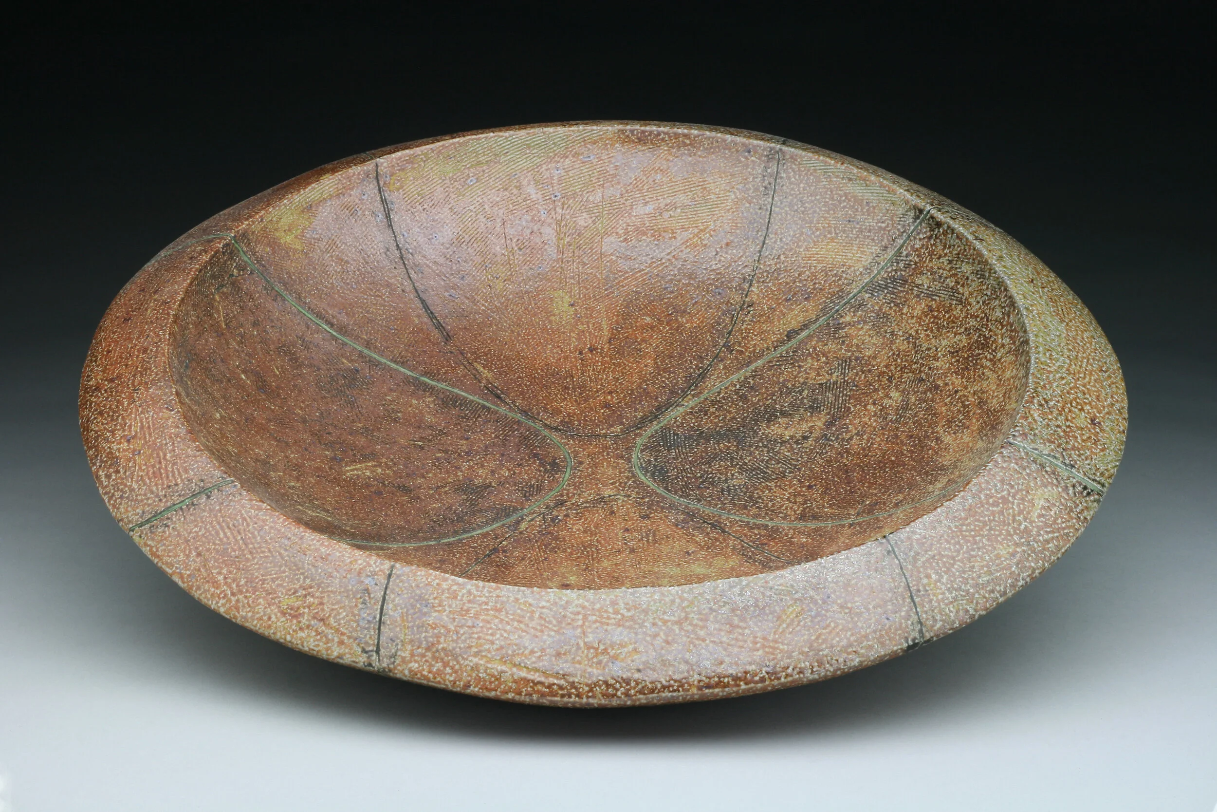 Salt-fired bowl with incised lines, 2018