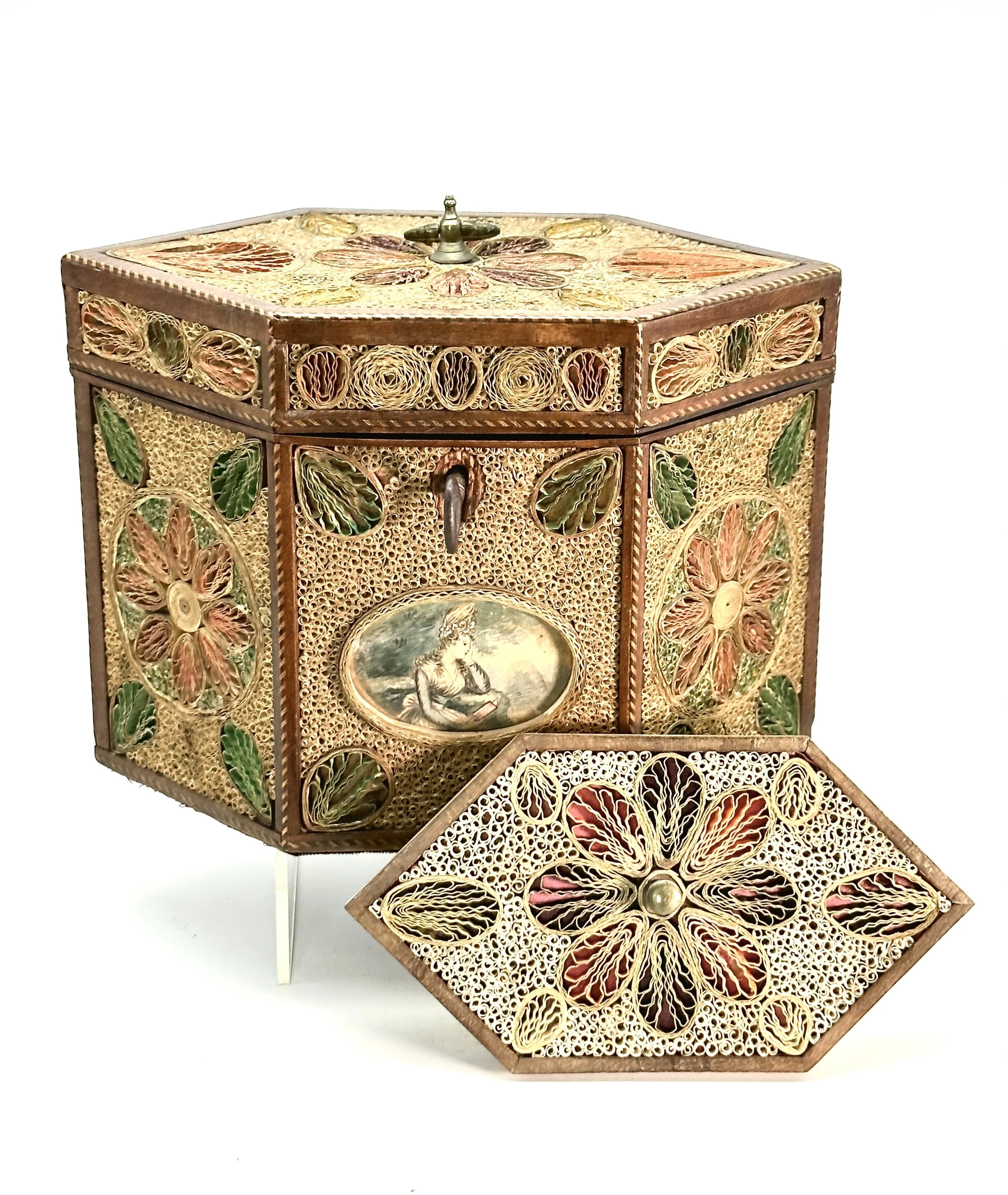 Exceptional and Rare C18th Rolled Paper Tea Caddy (Quill Work)