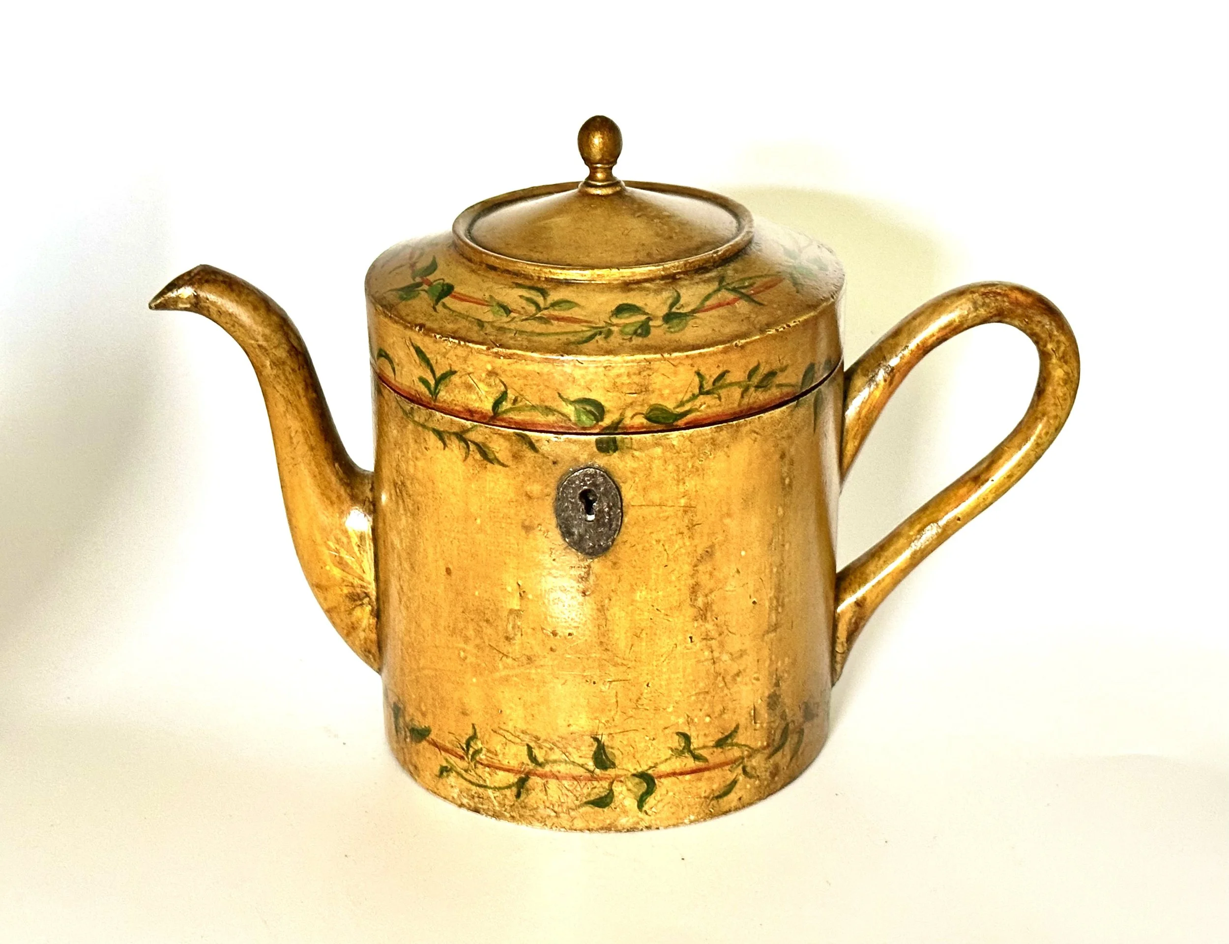 Exceptional and Rare Early 19th Century painted Tea Pot Tea Caddy.