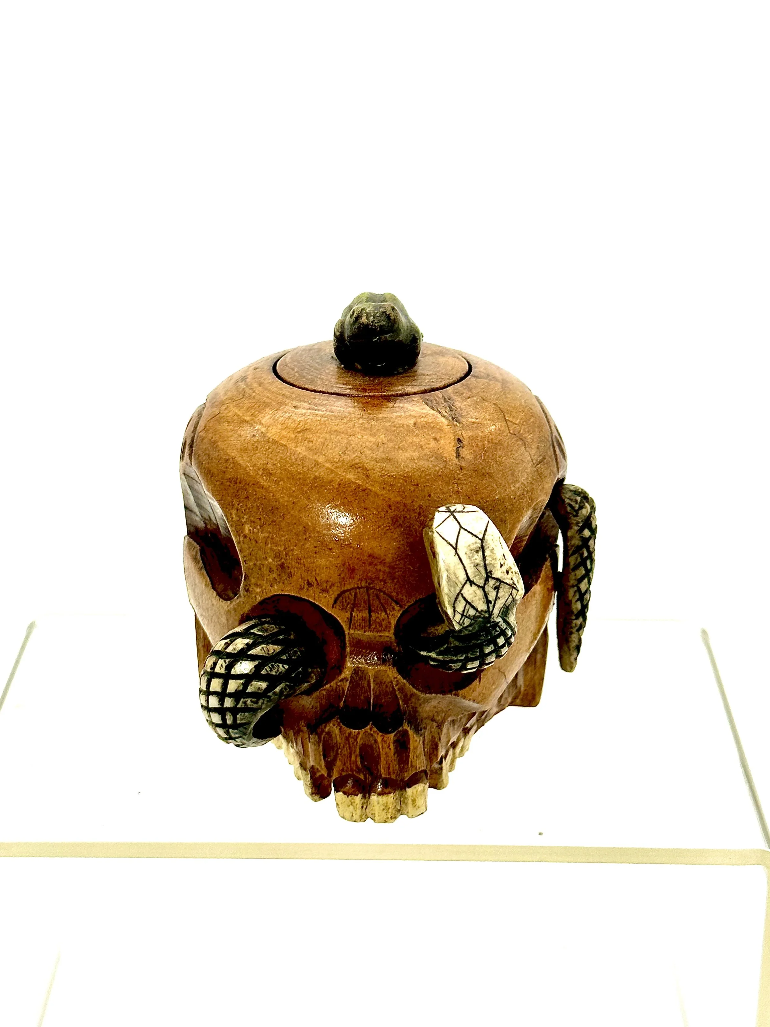 Superb 19th Century Memento Mori ‘Skull’ Ink well with original liner.