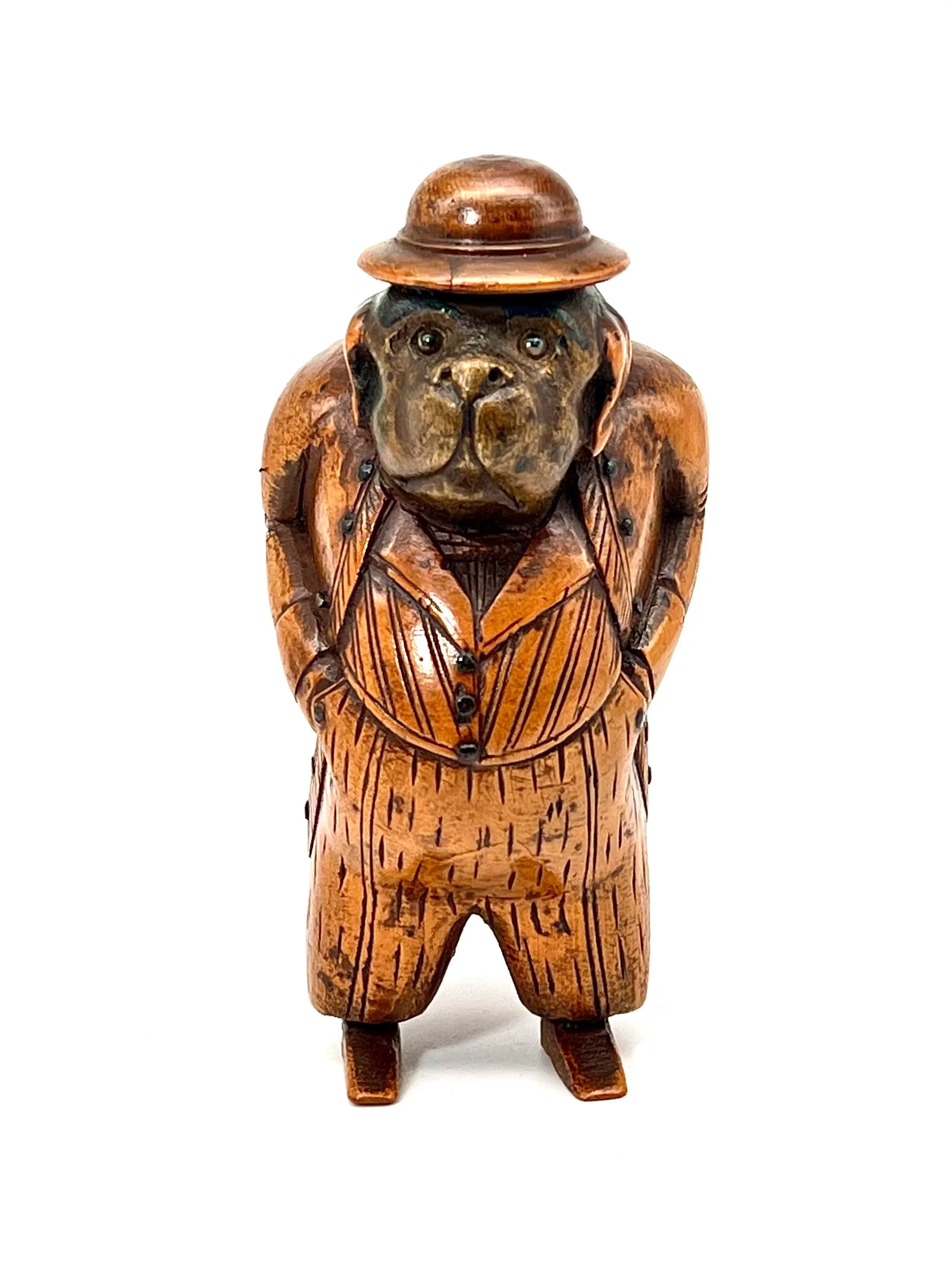 Exceptional ‘John Bull’ Boxwood snuff box. Perfect original condition