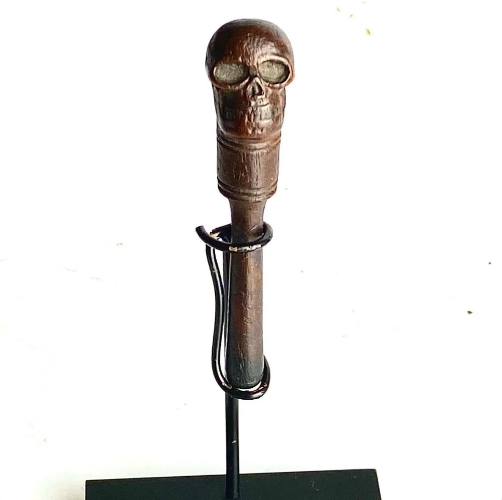 Smaller 18th Century Skull Pipe Tamper with stand