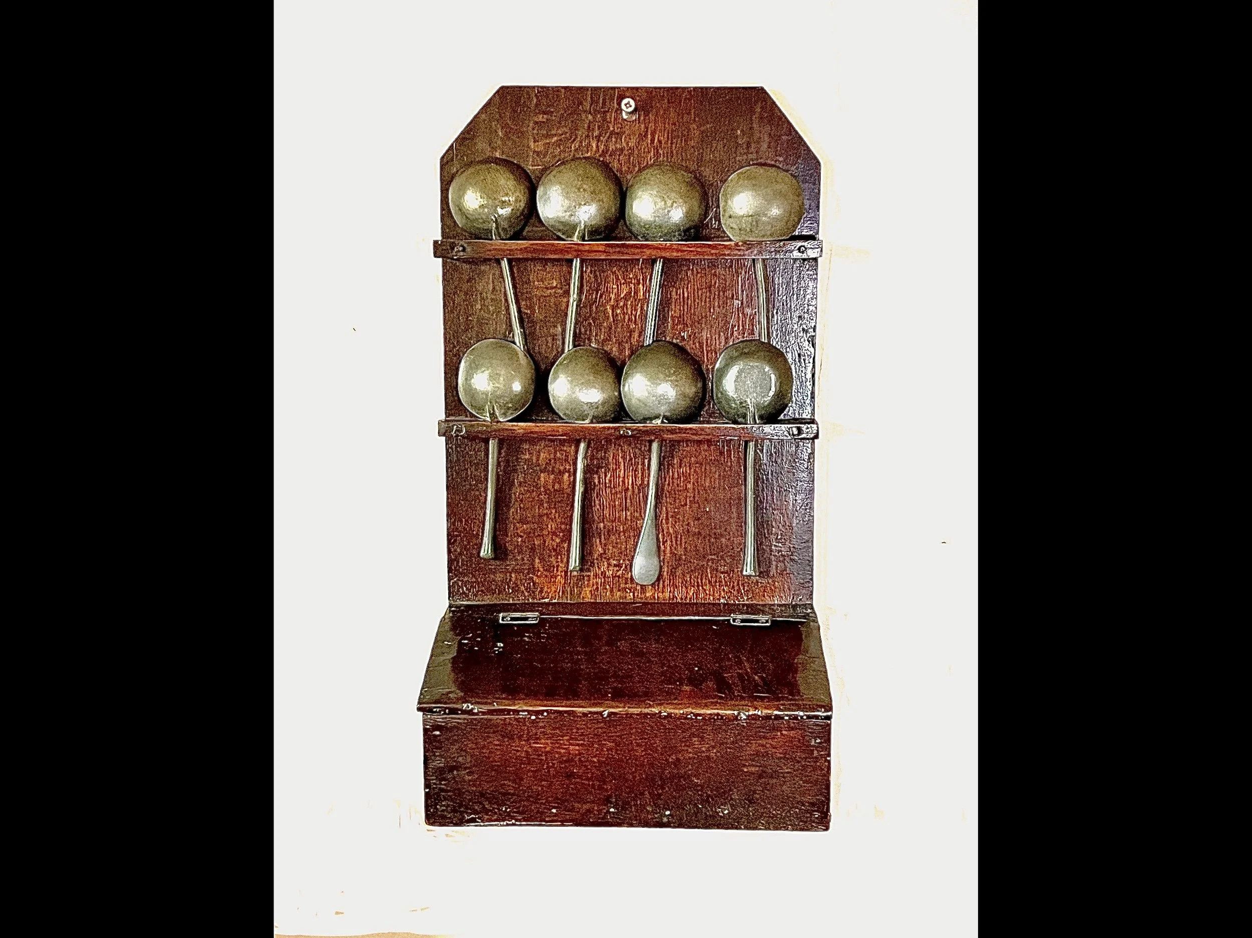 Superb 18th Century long back Spoon Rack (with early Pewter Spoons)