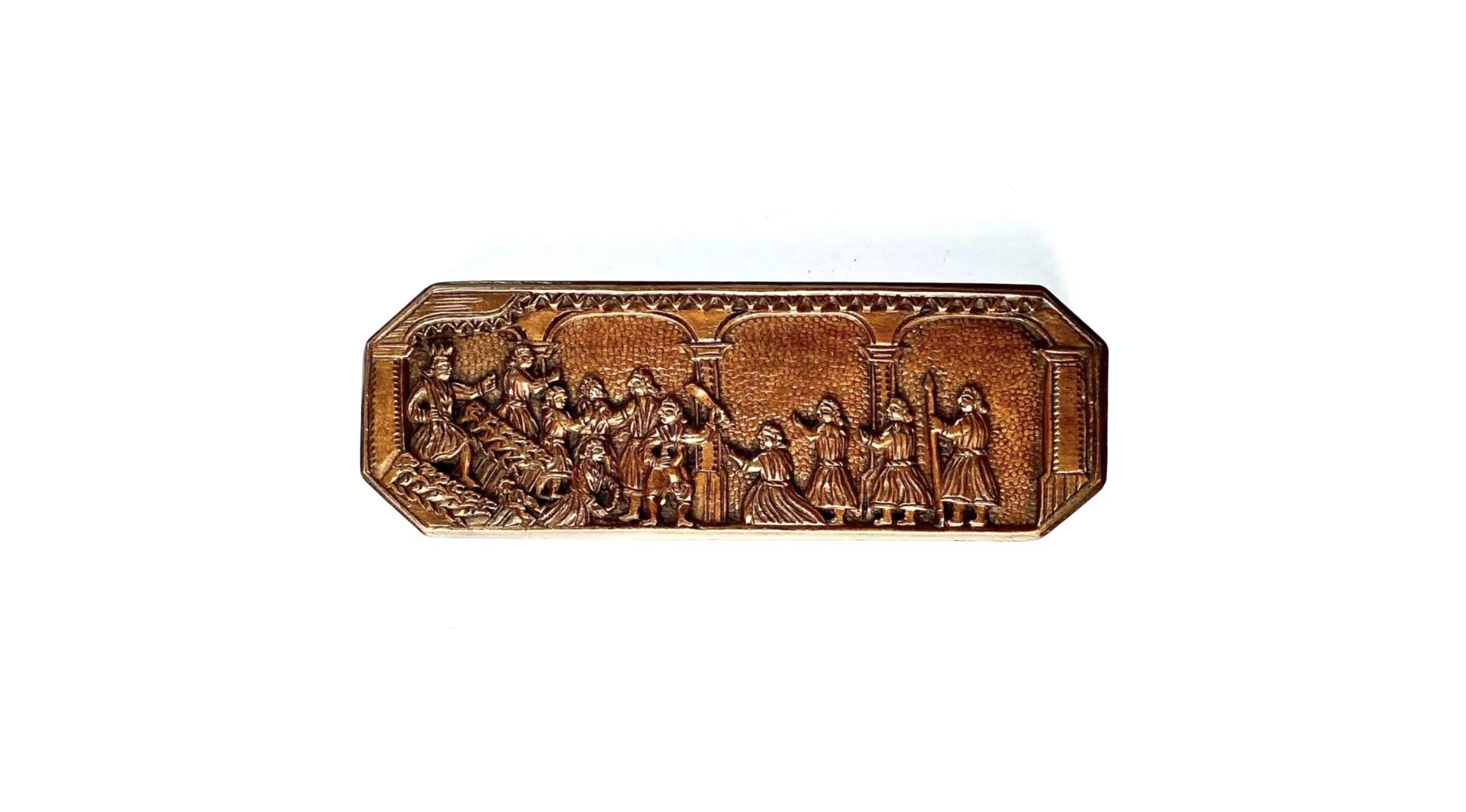 Superb important carved 17th Century utensil box