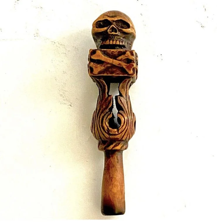 Superb 19th Century Momento Mori Skull Pipe Tamper