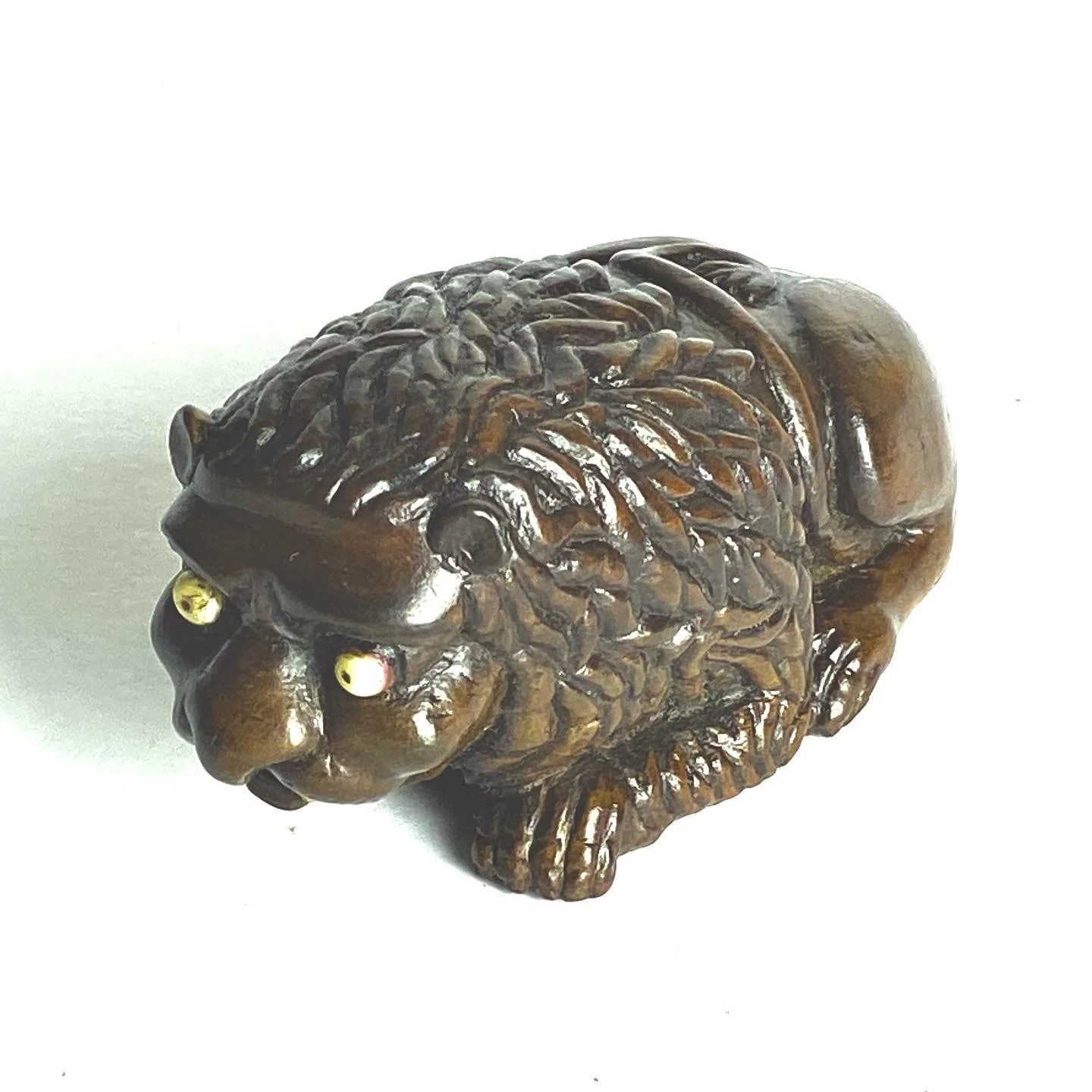 Superb 18th Century Walnut Lion with bone Fangs and eyes