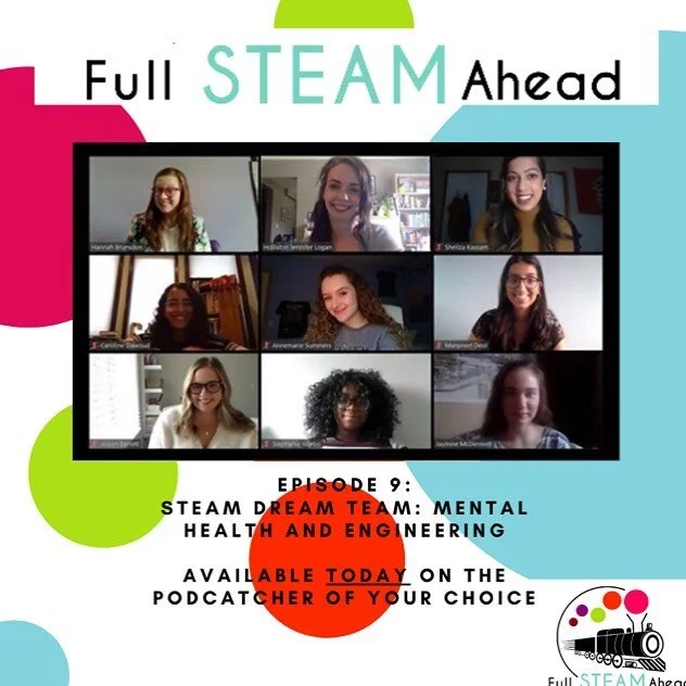 Happy September Cybermentors! A great way to kick off the first Thursday of the month is to listen to our new episode of #FullSTEAMAhead. This episode is really special (we say that about every episode but we mean it!)!! In this episode, Hannah chats with @jazzym4.0 @manpreeetdeol @am.summers and @carolinedawoud about mental health and engineering. .  If you or anyone you know is struggling, please reach out for support. If you are in Canada, you can call 2-1-1 and they can connect you to community organizations that can provide you with proper support.  #mentalhealth #engineering #womeninpodcasting #stem #steam #wellness #podcast #newepisode #womeninengineering