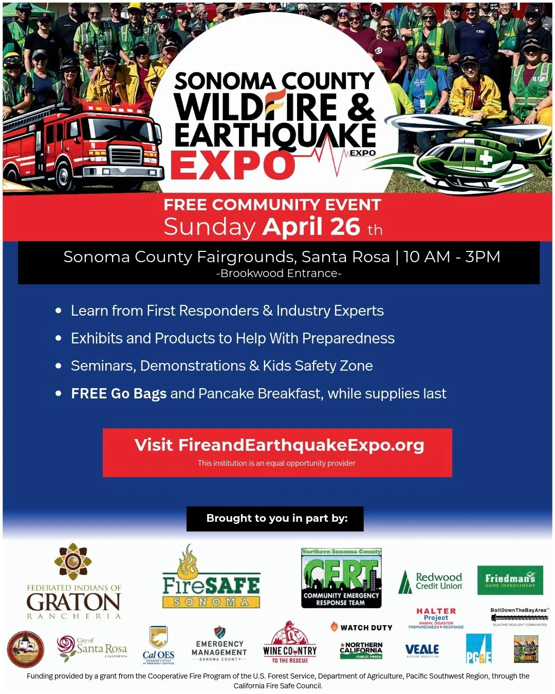 Wildfires and earthquakes don&rsquo;t take turns &mdash; we&rsquo;ve got to be ready for both. If you read the How to Prepare for an Earthquake article yesterday in the @pressdemo, come by and see us Sunday at the @fireandearthquakeexpo to keep the c