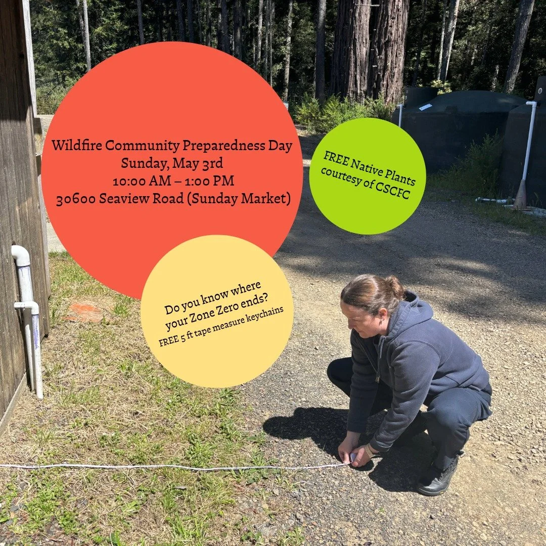 We&rsquo;re teaming up with our partners at the Central Sonoma Coast Firewise Community to help you get Wildfire Ready this Sunday! 🔥

To help you master your Zone Zero, we&rsquo;re giving away FREE 5ft tape measure keychains! 📏 And CSCFC is giving