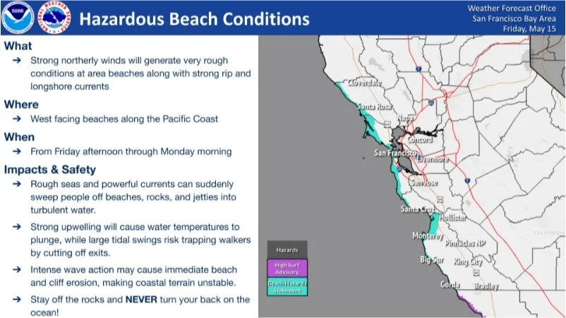 🌊 Stay safe out there this weekend! If you are near the shoreline, stay well back from the water's edge, stay off rocks and jetties, and never turn your back on the ocean.

💨 Winds &amp; Weather Note: Expect blustery conditions here, with gusts up 