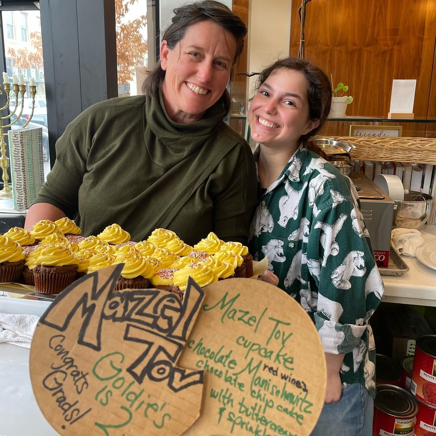 Mazel Tov graduates!!!! Jill made special mazel tov cupcakes with Manischewitz, chocolate, and gold buttercream to celebrate graduation and our 2nd birthday tomorrow! Mazel Tov to Inbal and Helena from our team and to everyone celebrating this weeken